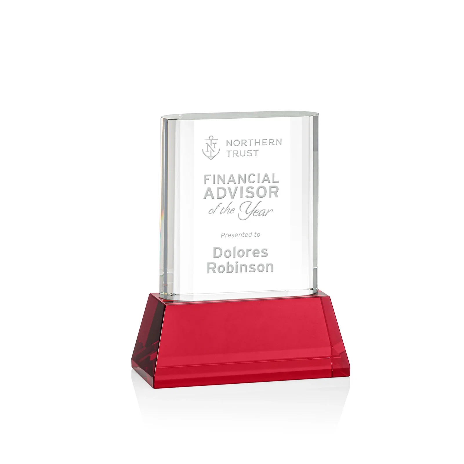 Personalized Optical Crystal Award with Stepped Faceted Sides on Tall Tapered Base, awards for volunteer appreciation