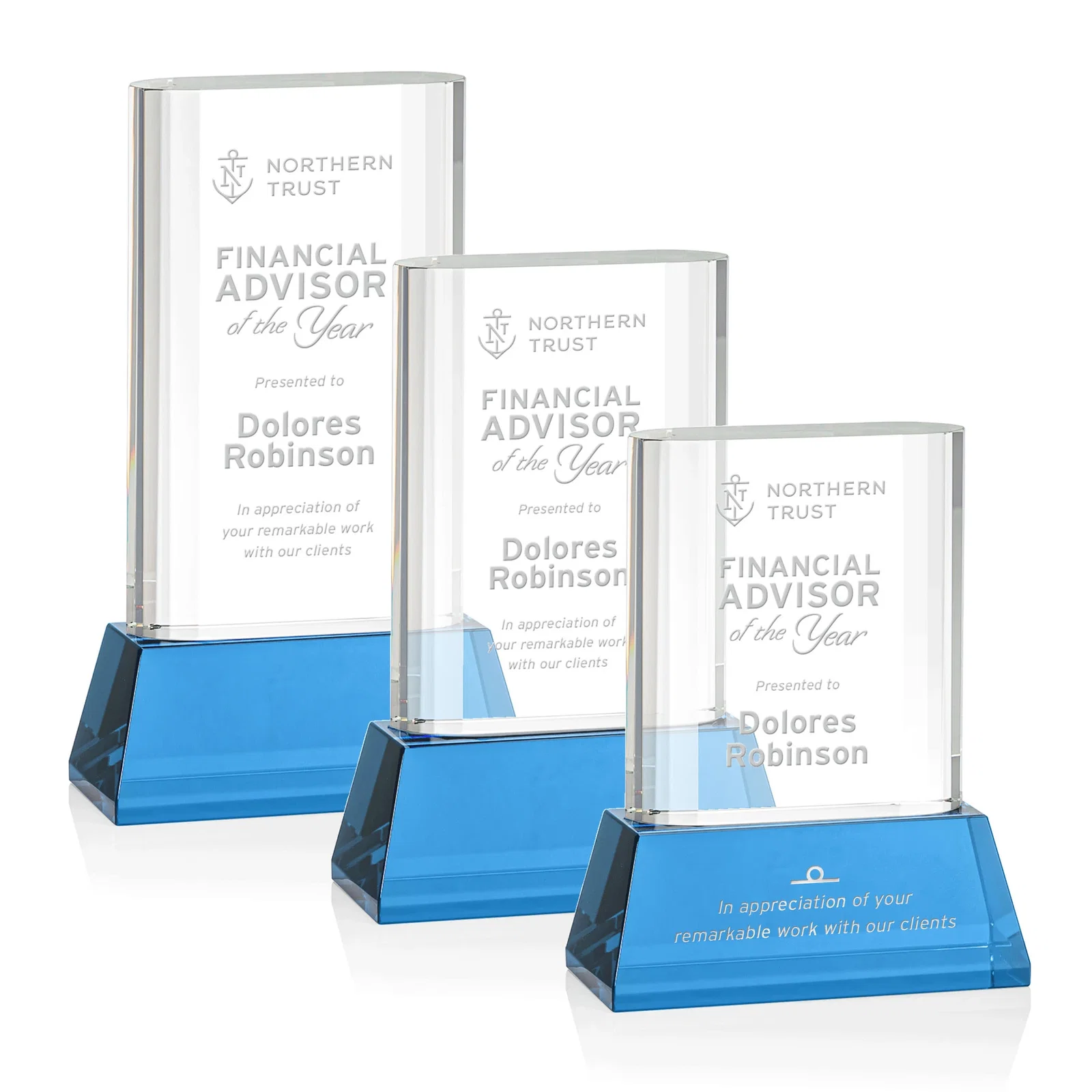Promotional Optical Crystal Award with Stepped Faceted Sides on Tall Tapered Base, awards for employee recognition