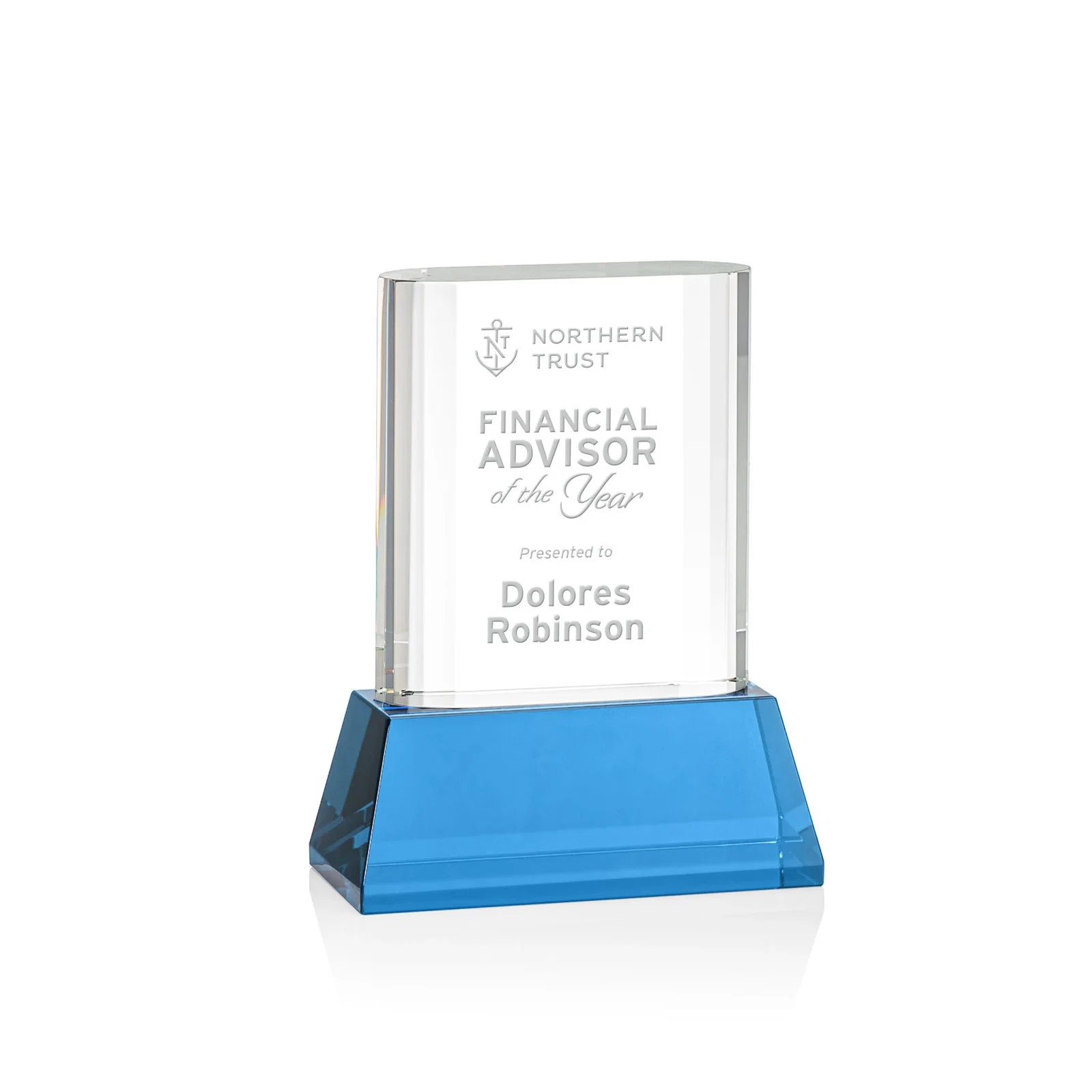 Promotional Optical Crystal Award with Stepped Faceted Sides on Tall Tapered Base, awards for corporate award ceremonies