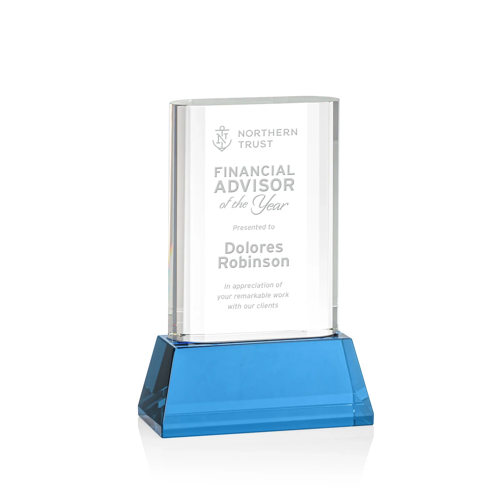 Promotional Optical Crystal Award with Stepped Faceted Sides on Tall Tapered Base, awards for service anniversary gifts