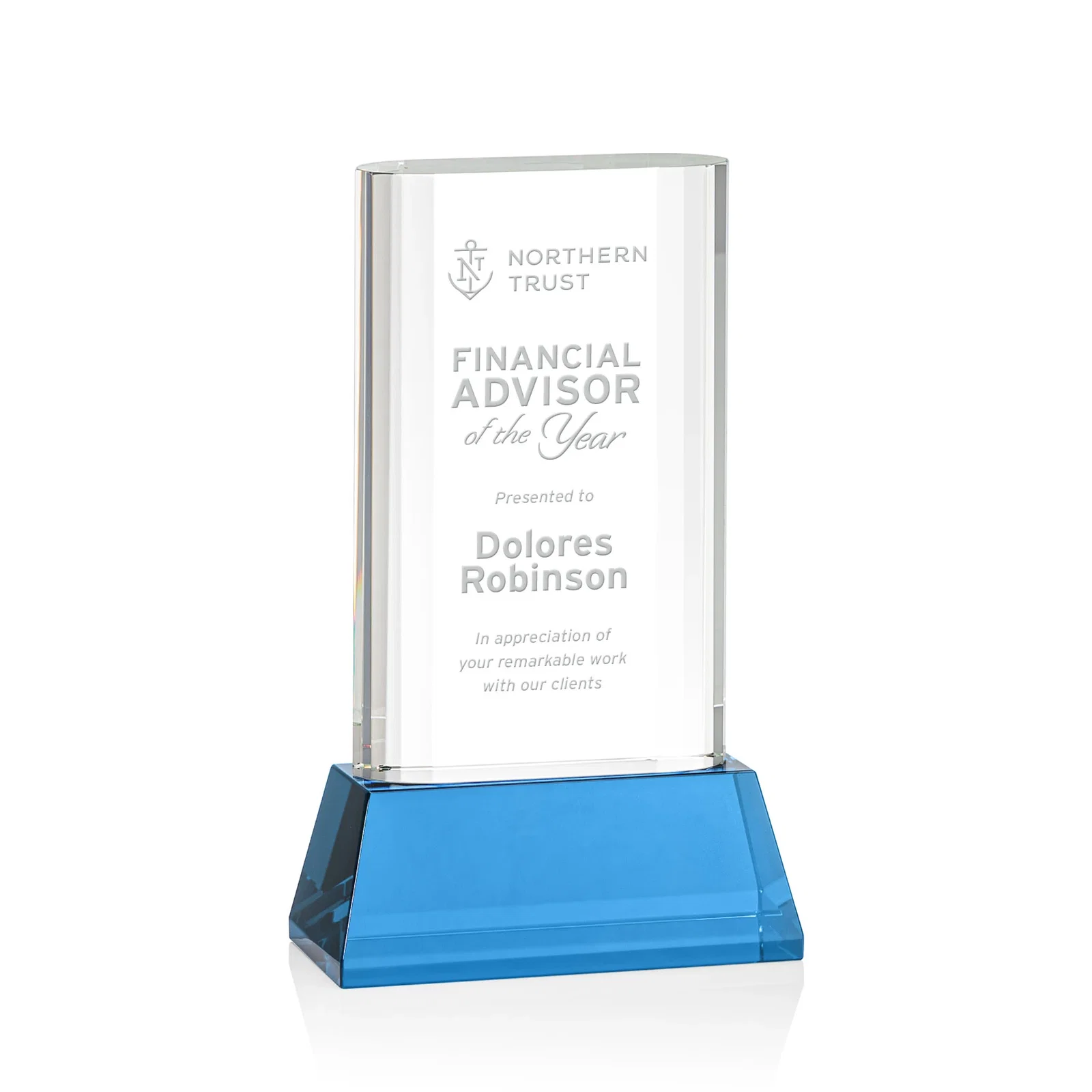 Promotional Optical Crystal Award with Stepped Faceted Sides on Tall Tapered Base, awards for sales achievement awards
