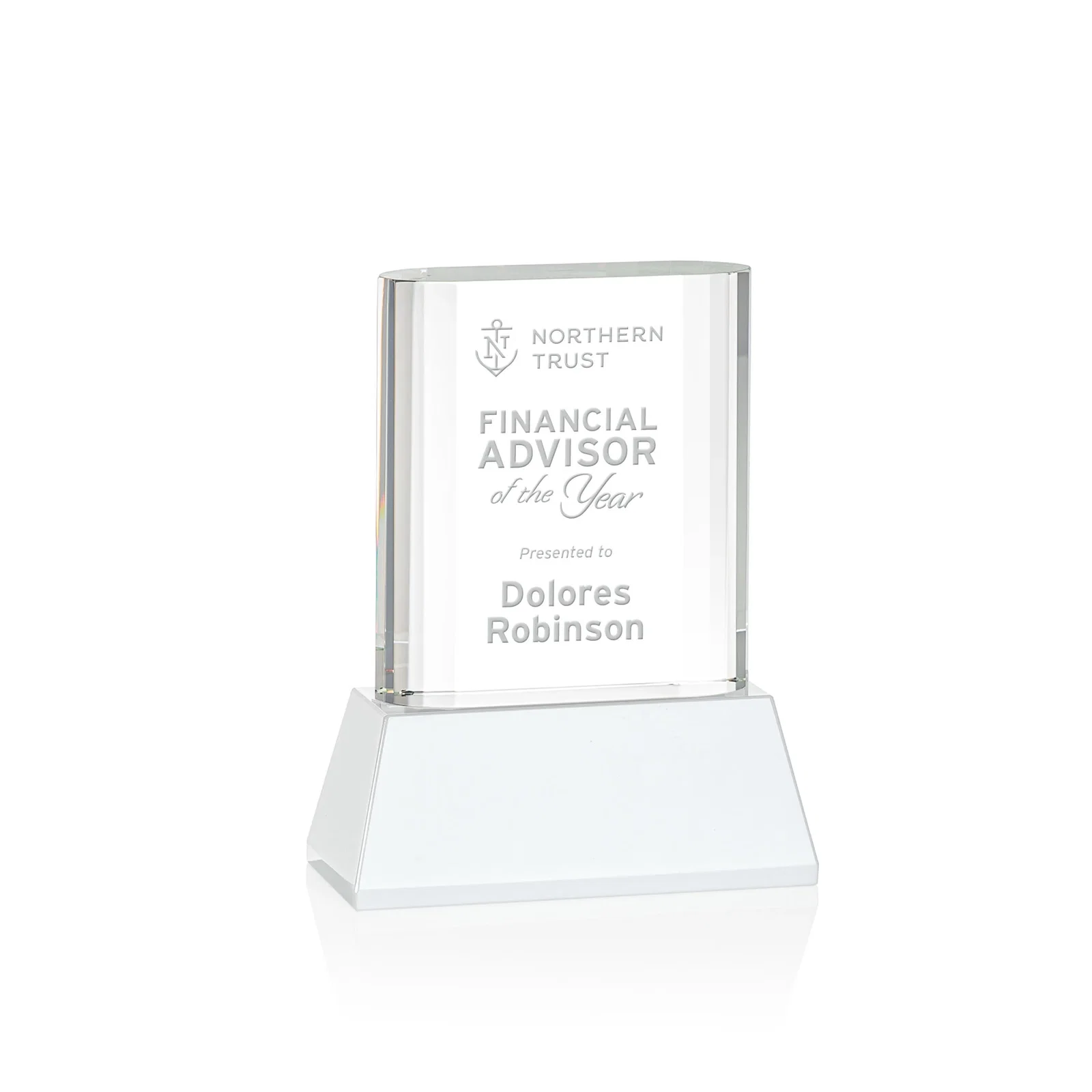 Promotional Optical Crystal Award with Stepped Faceted Sides on Tall Tapered Base, awards for retirement presentations