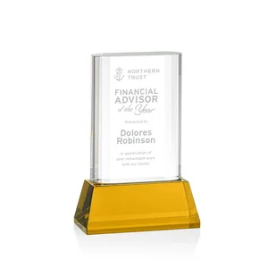 Optical Crystal Award with Stepped Faceted Sides on Tall Tapered Base