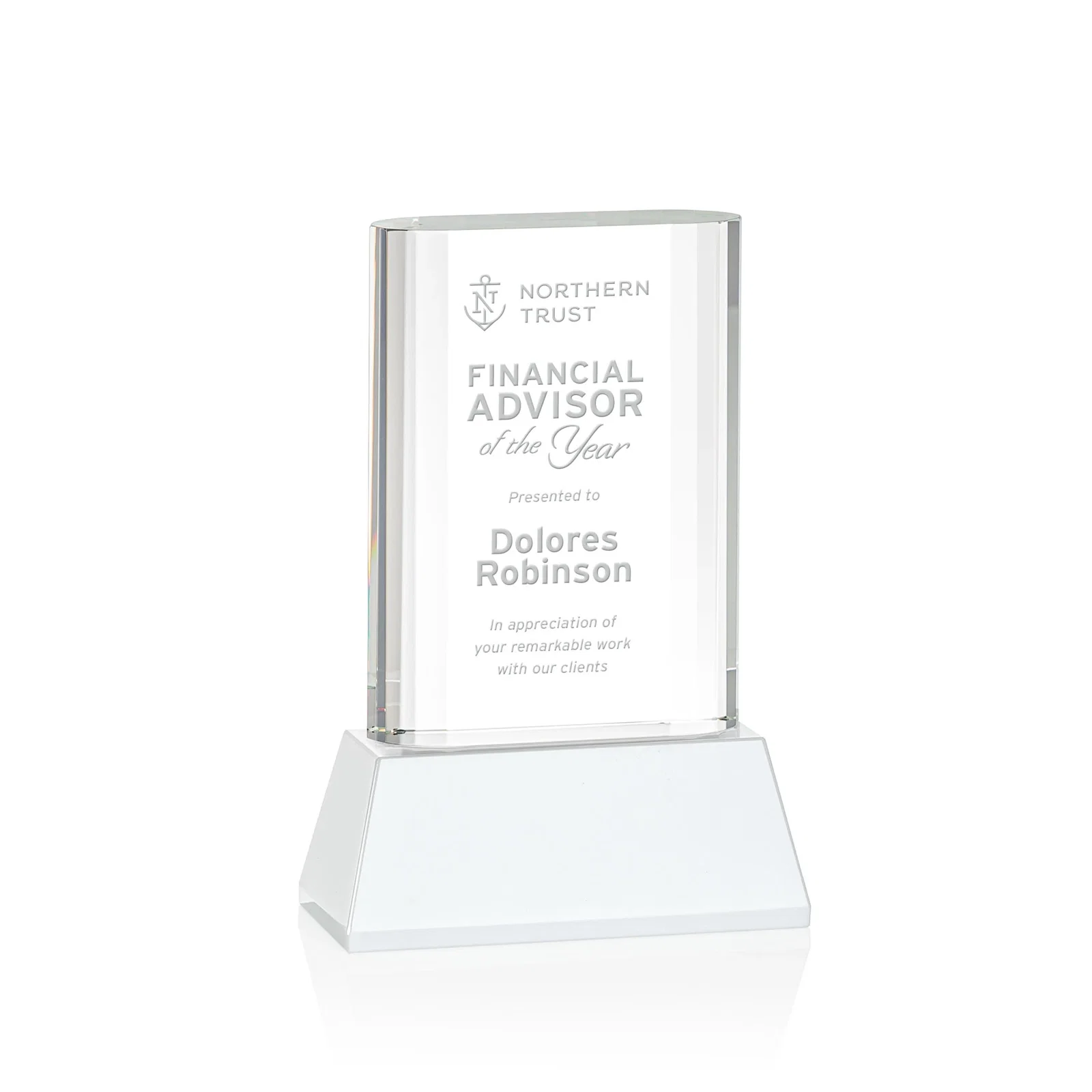 Promotional Optical Crystal Award with Stepped Faceted Sides on Tall Tapered Base, awards for team milestone celebrations