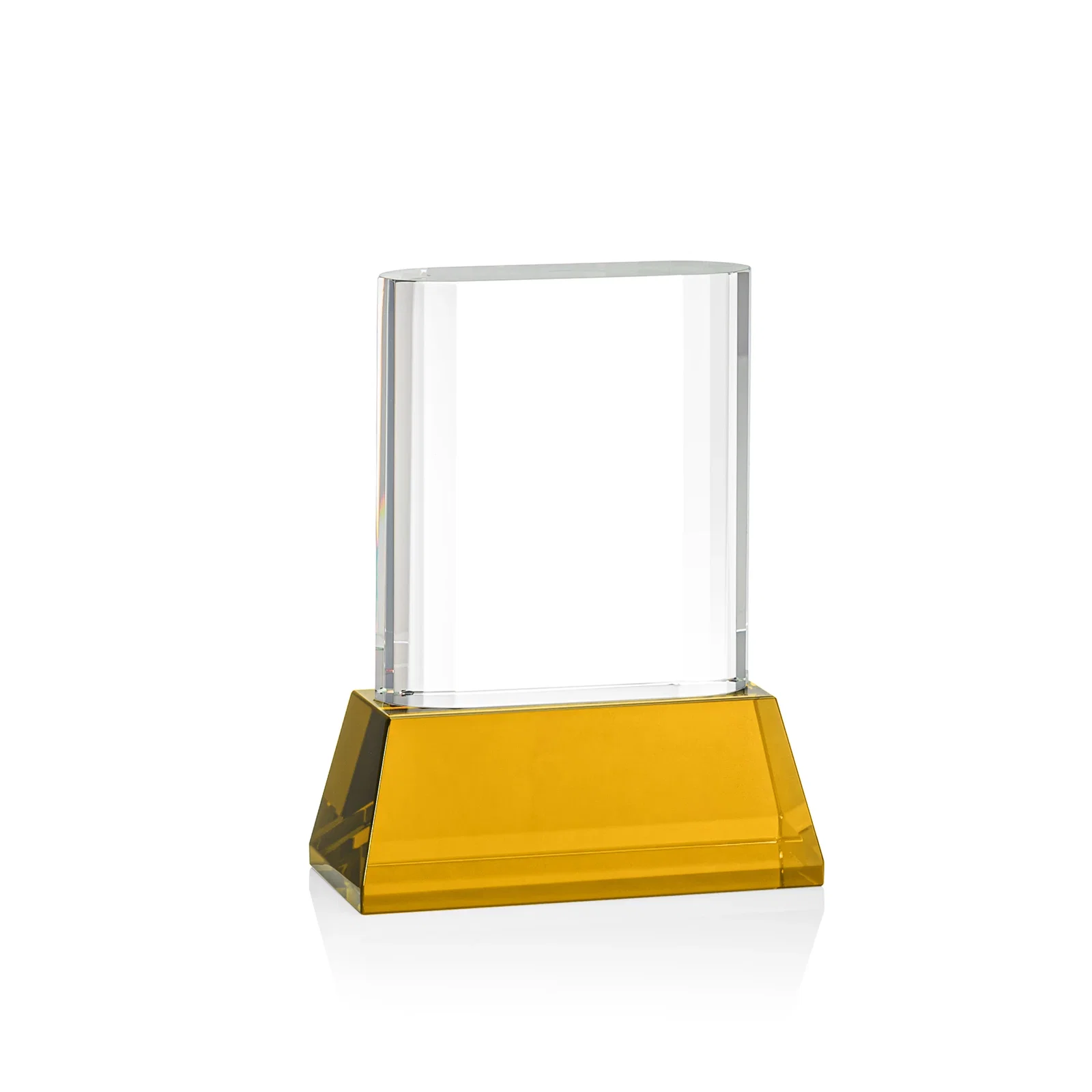 Customized Optical Crystal Award with Stepped Faceted Sides on Tall Tapered Base, awards for sales achievement awards