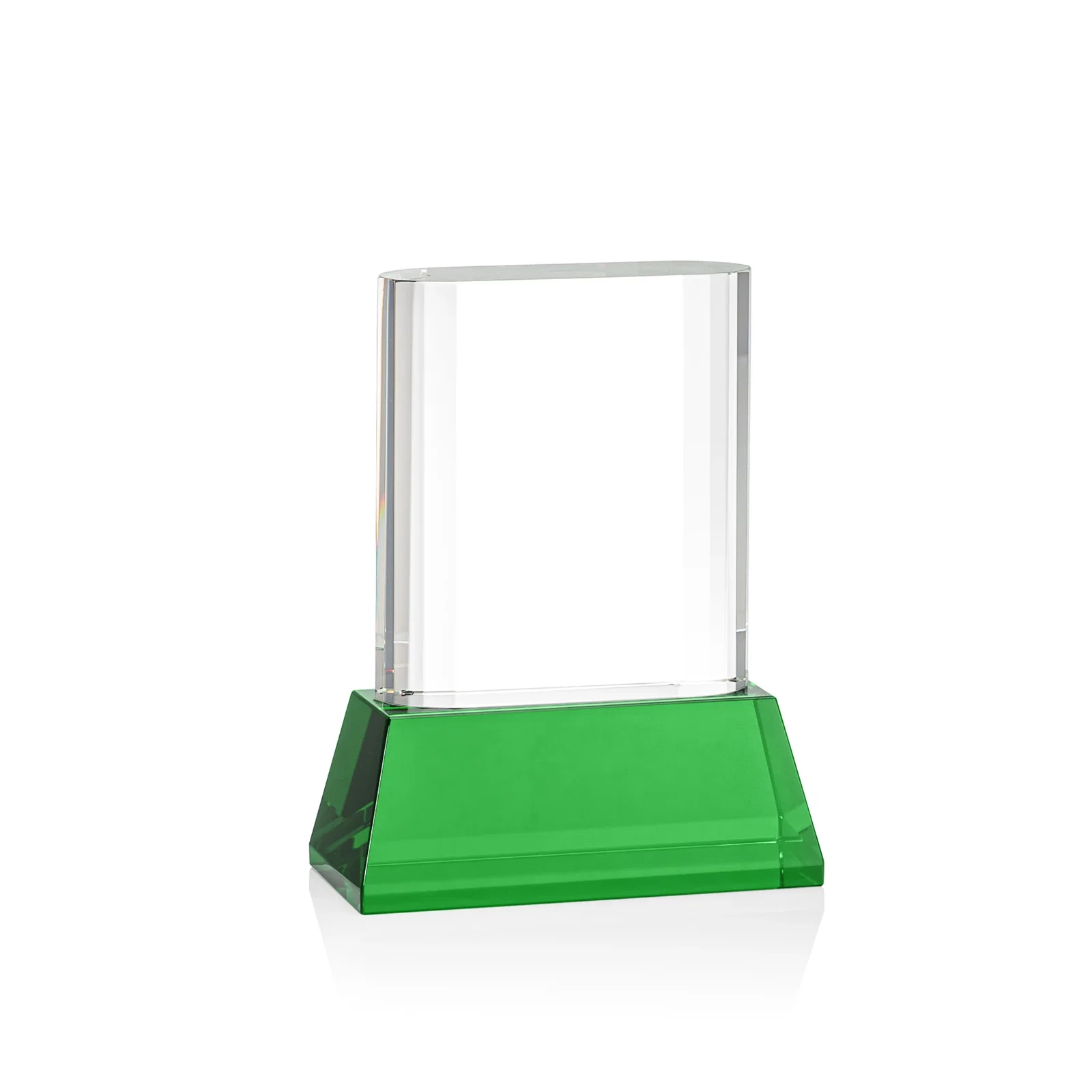 Customized Optical Crystal Award with Stepped Faceted Sides on Tall Tapered Base, awards for volunteer appreciation