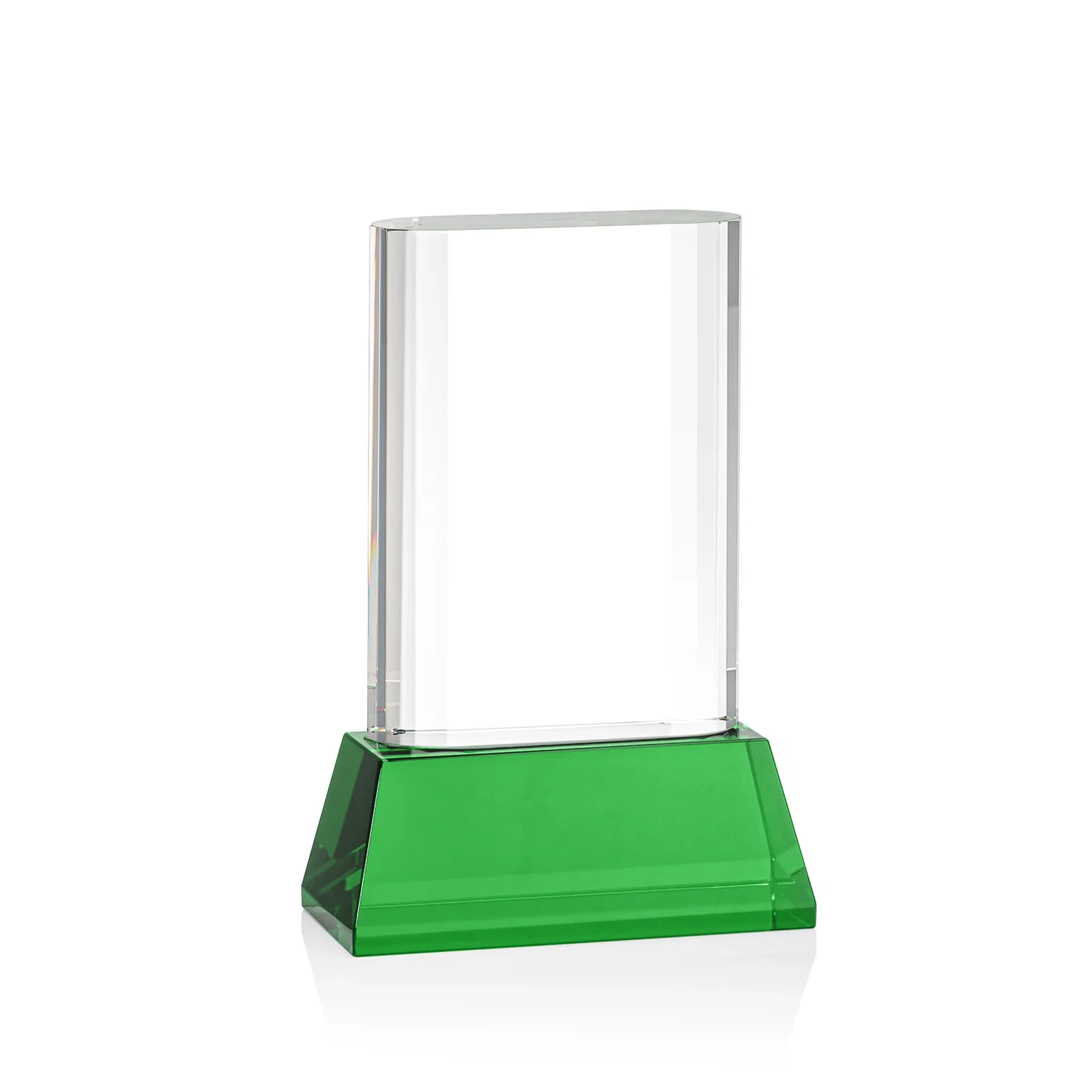 Customized Optical Crystal Award with Stepped Faceted Sides on Tall Tapered Base, awards for dealer and partner awards