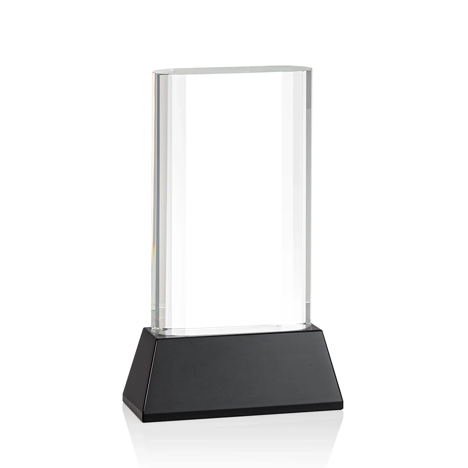 Custom engraved Optical Crystal Award with Stepped Faceted Sides on Tall Tapered Base, awards for service anniversary gifts