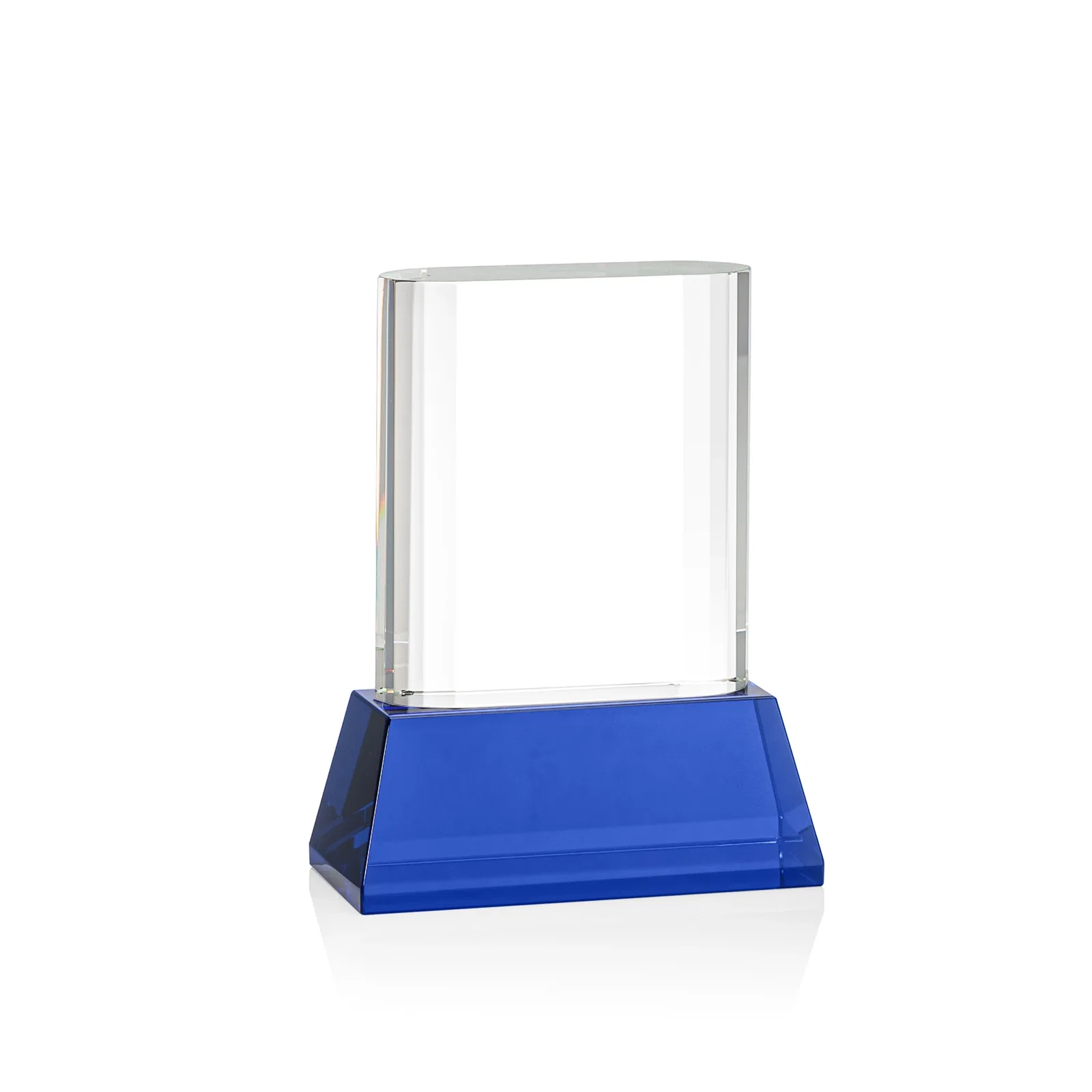 Custom engraved Optical Crystal Award with Stepped Faceted Sides on Tall Tapered Base, awards for sales achievement awards