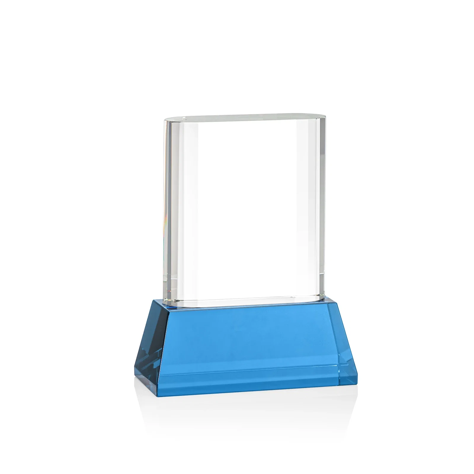 Custom engraved Optical Crystal Award with Stepped Faceted Sides on Tall Tapered Base, awards for volunteer appreciation