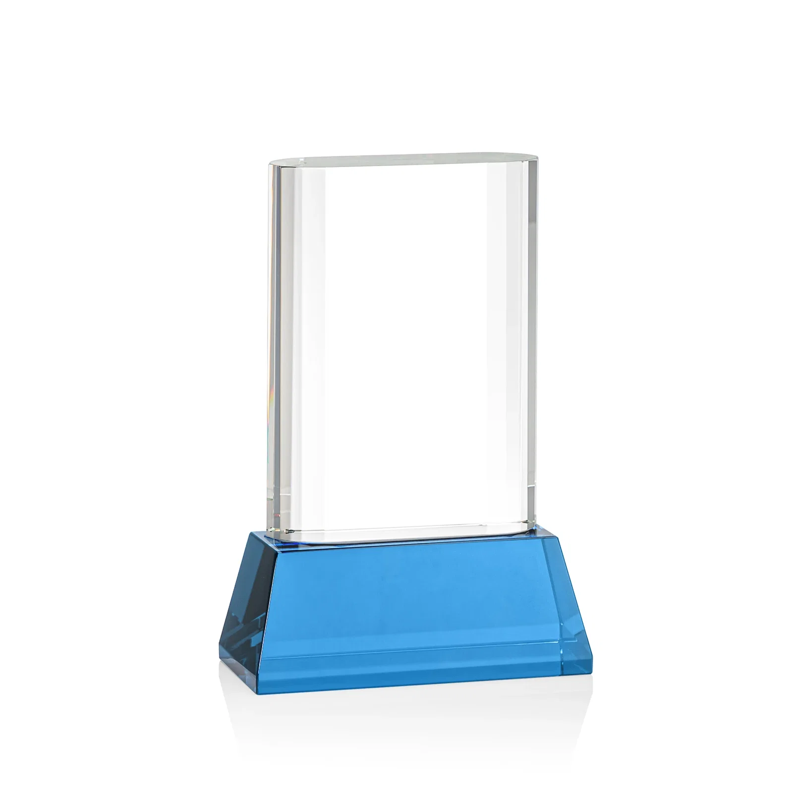 Custom engraved Optical Crystal Award with Stepped Faceted Sides on Tall Tapered Base, awards for dealer and partner awards