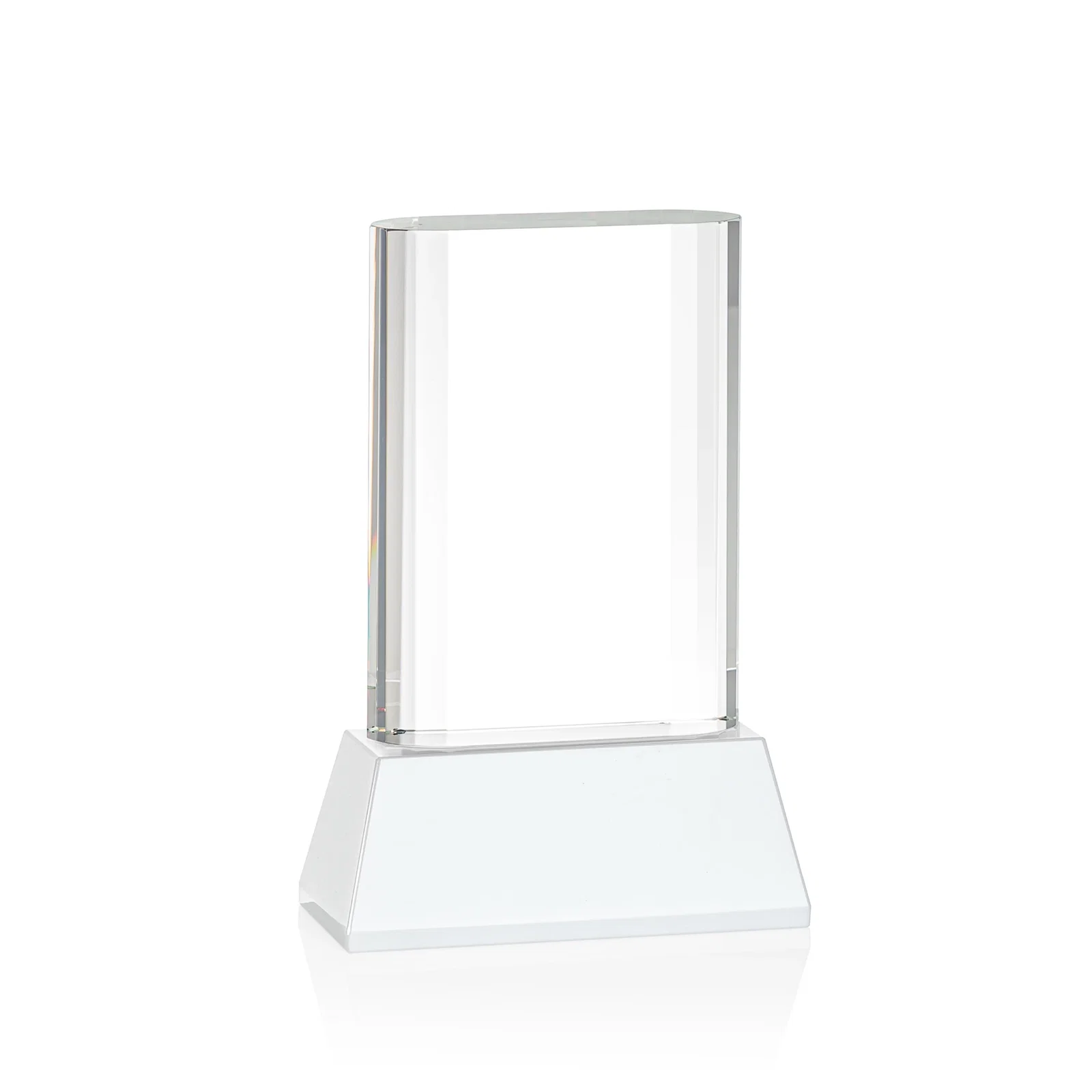 Custom Optical Crystal Award with Stepped Faceted Sides on Tall Tapered Base, awards, with your logo for corporate award ceremonies