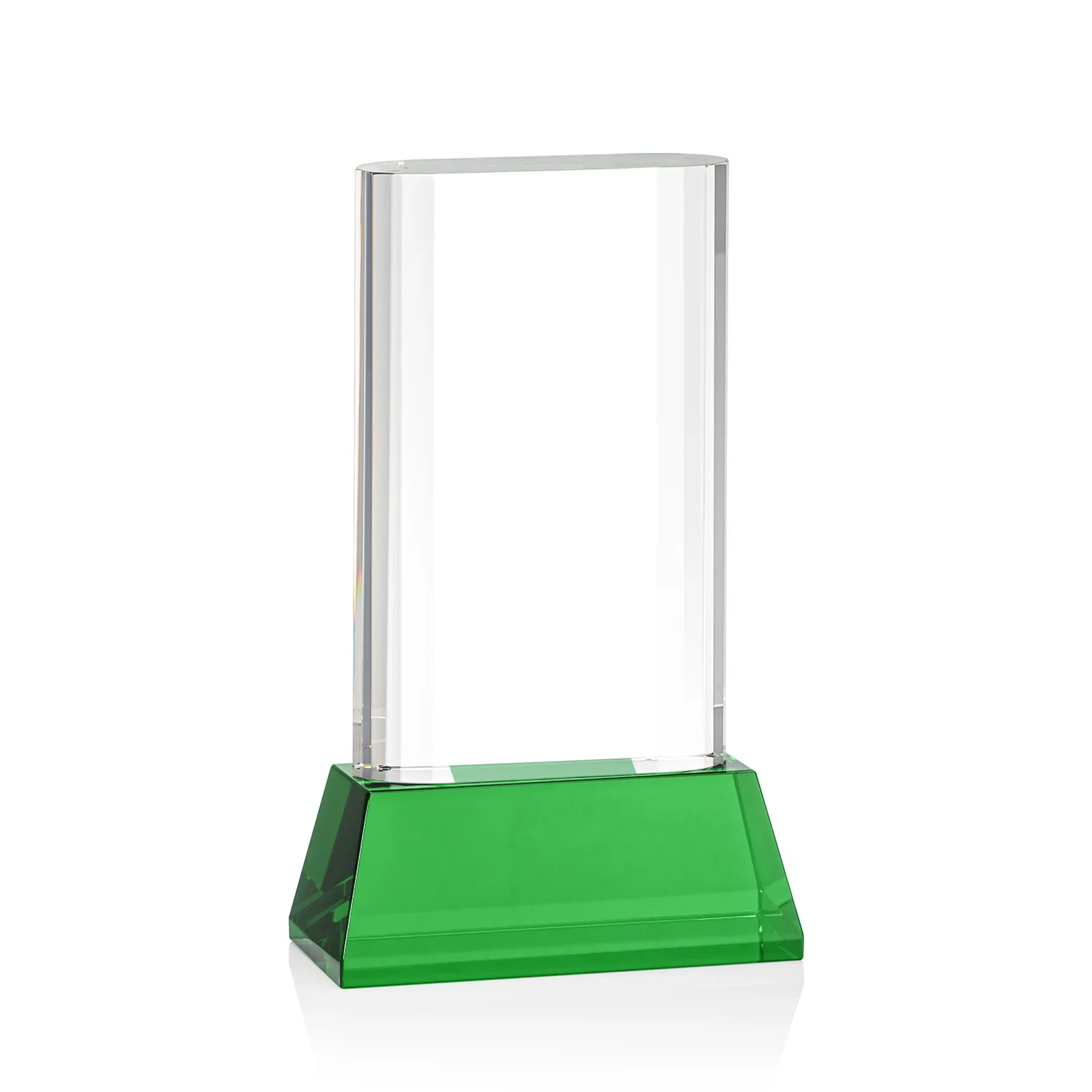 Custom Optical Crystal Award with Stepped Faceted Sides on Tall Tapered Base, awards, with your logo for retirement presentations