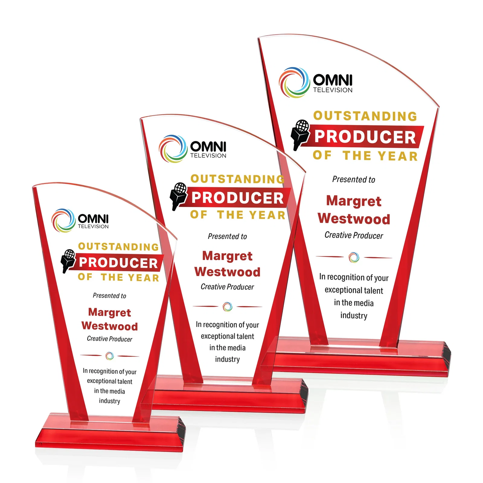 Promotional Starfire Crystal Award with Left-Peak Curved Top and Color Edges, awards for team milestone celebrations