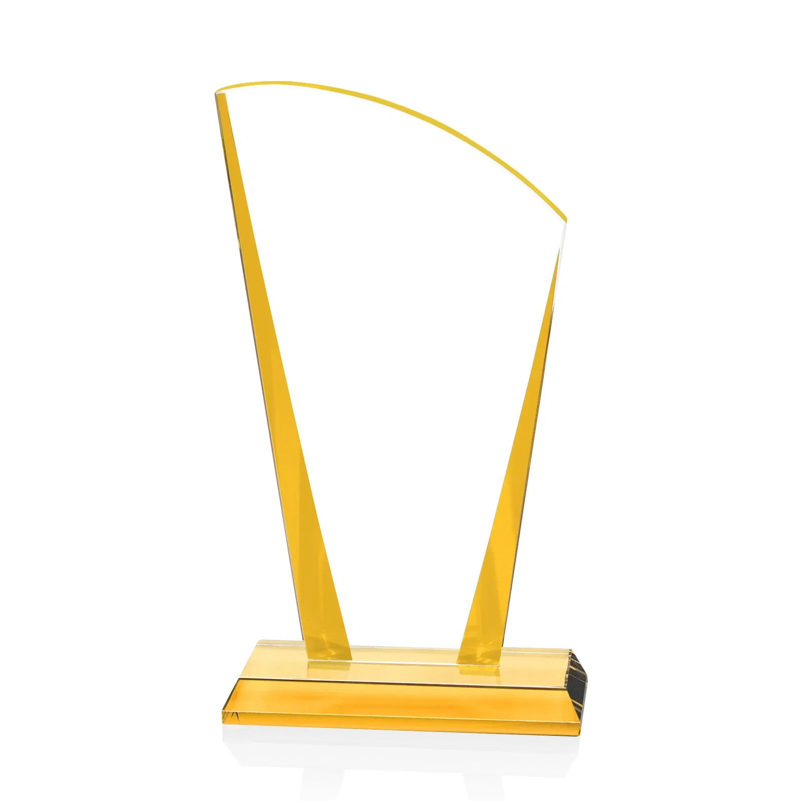 Promotional Starfire Crystal Award with Left-Peak Curved Top and Color Edges, awards for volunteer appreciation