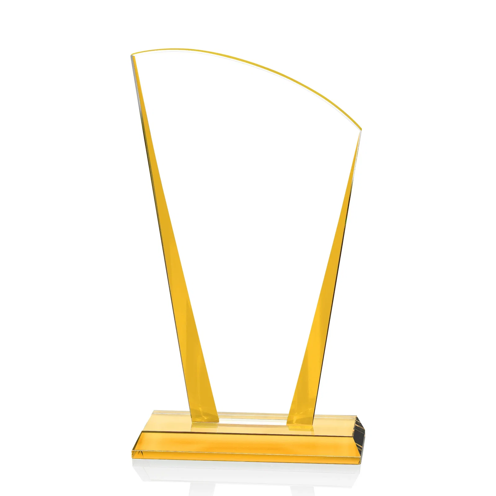 Promotional Starfire Crystal Award with Left-Peak Curved Top and Color Edges, awards for dealer and partner awards