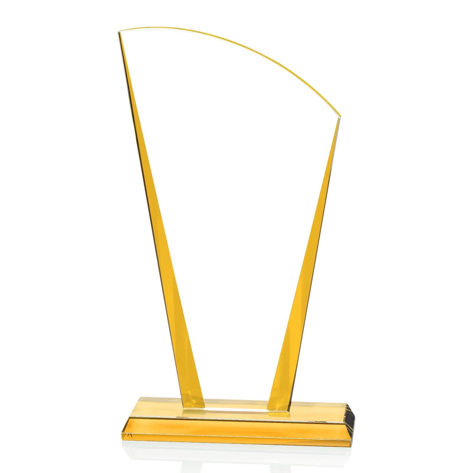 Promotional Starfire Crystal Award with Left-Peak Curved Top and Color Edges, awards for company anniversary events