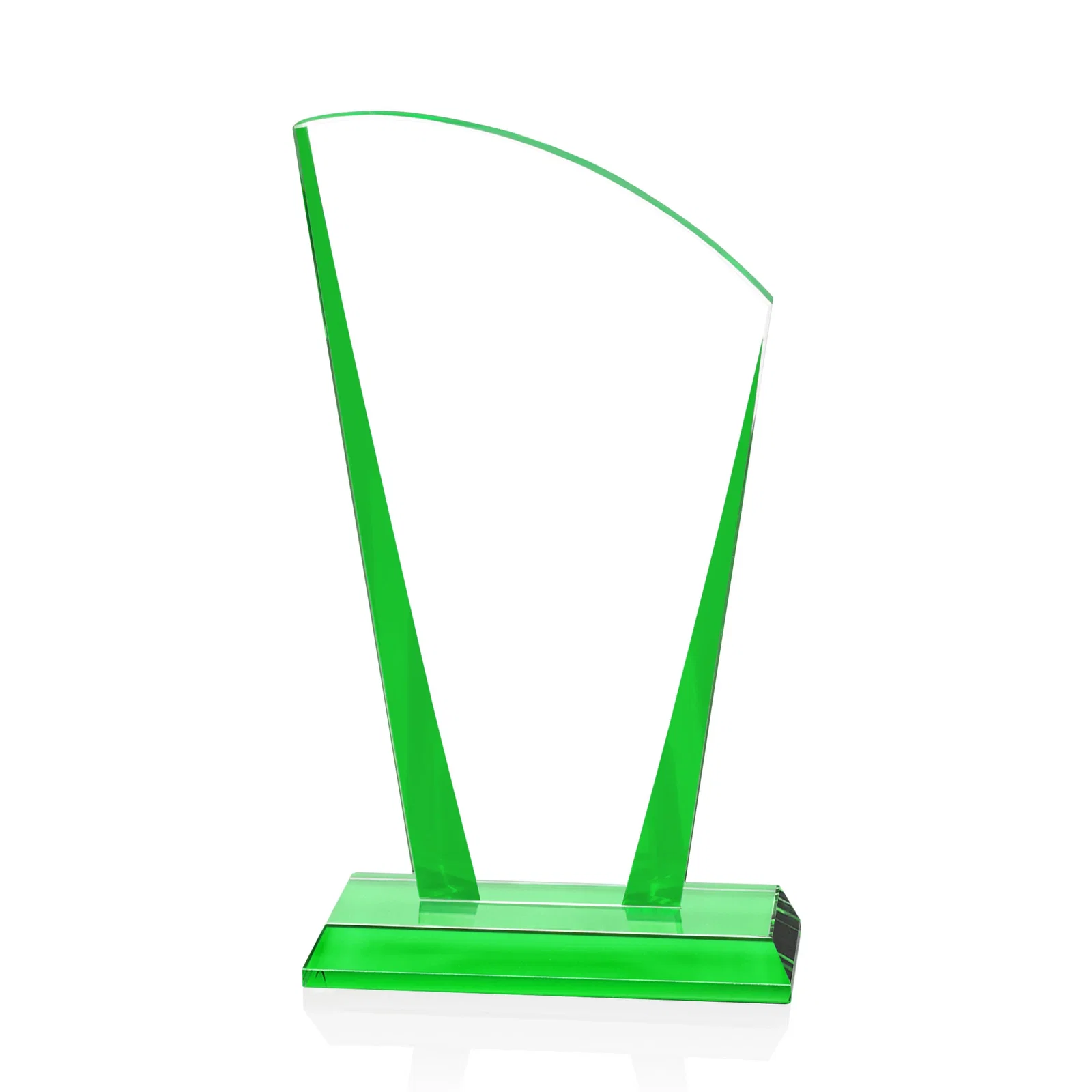 Branded Starfire Crystal Award with Left-Peak Curved Top and Color Edges, awards for employee recognition