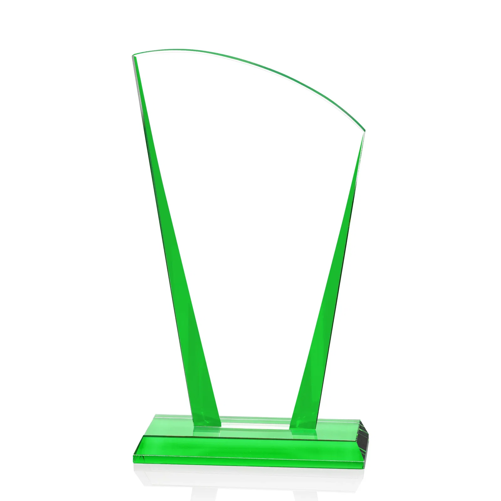 Branded Starfire Crystal Award with Left-Peak Curved Top and Color Edges, awards for corporate award ceremonies