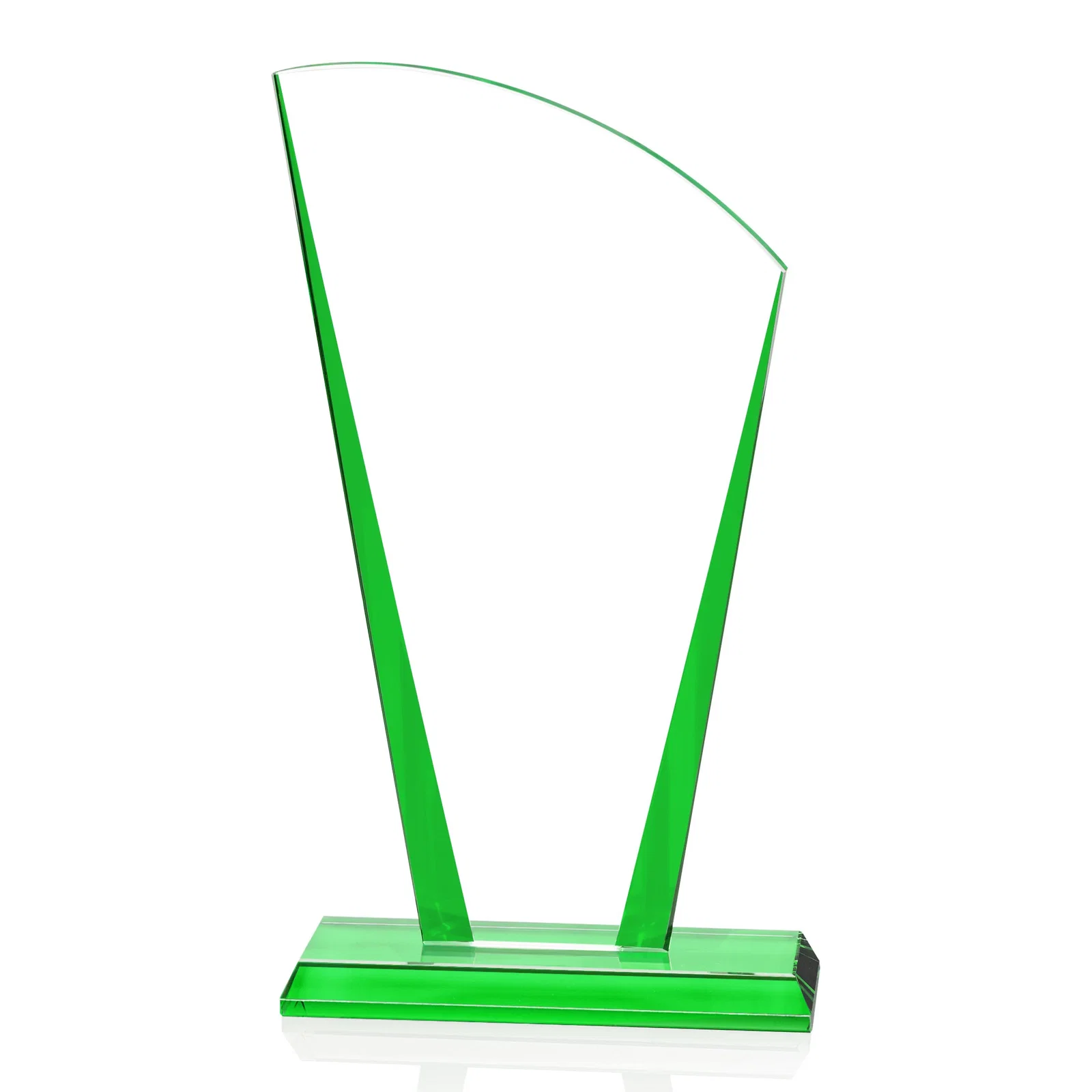 Branded Starfire Crystal Award with Left-Peak Curved Top and Color Edges, awards for service anniversary gifts