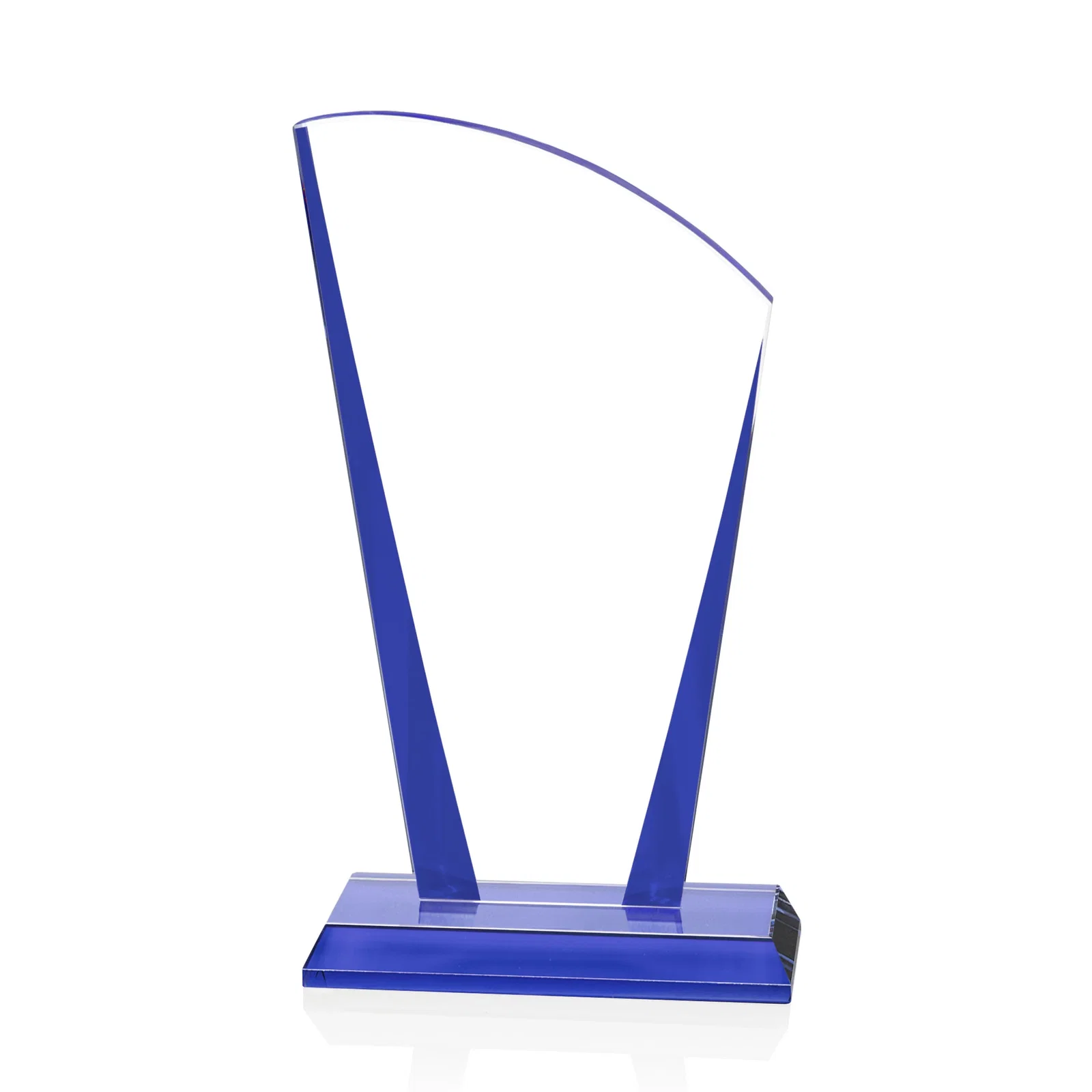 Branded Starfire Crystal Award with Left-Peak Curved Top and Color Edges, awards for sales achievement awards