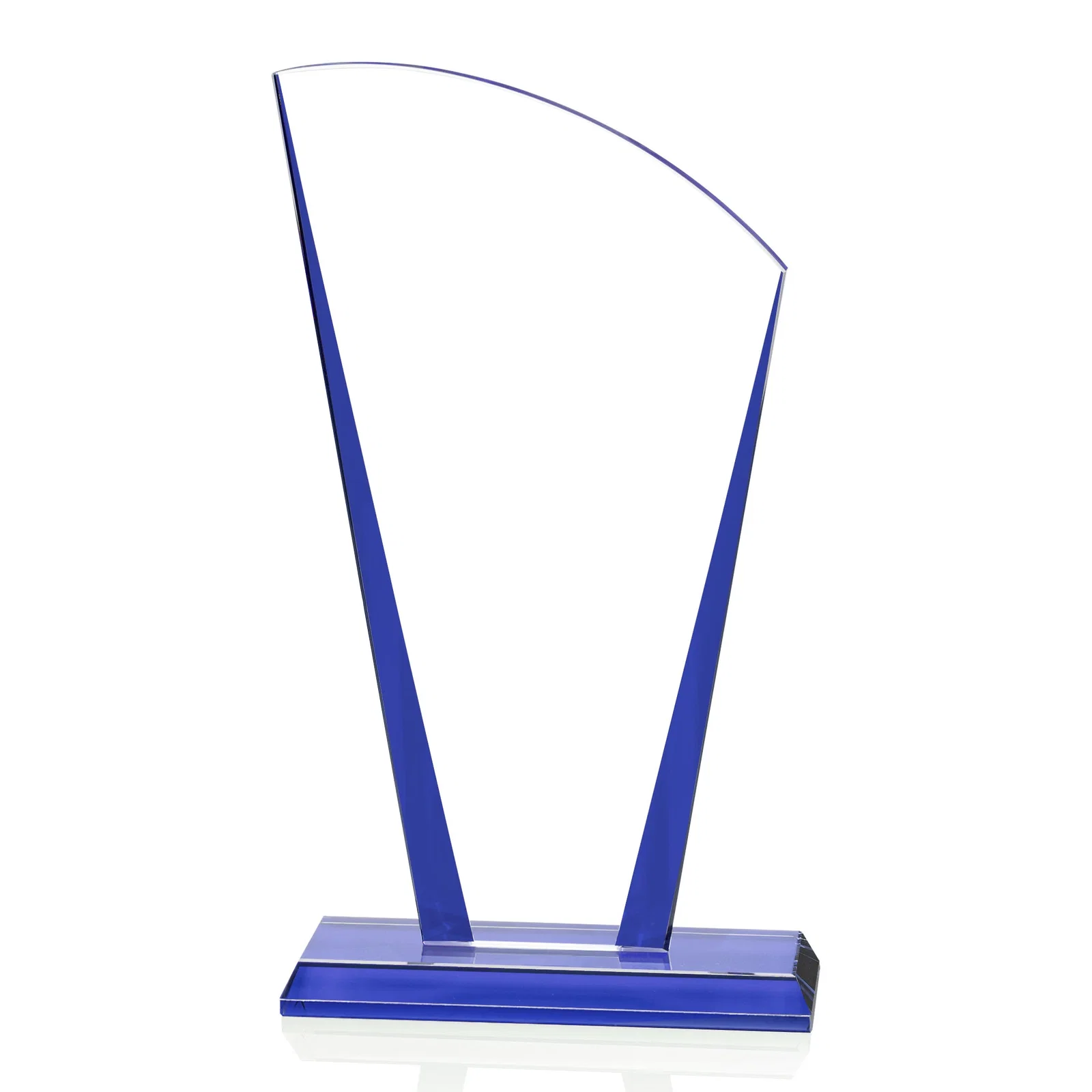 Branded Starfire Crystal Award with Left-Peak Curved Top and Color Edges, awards for team milestone celebrations