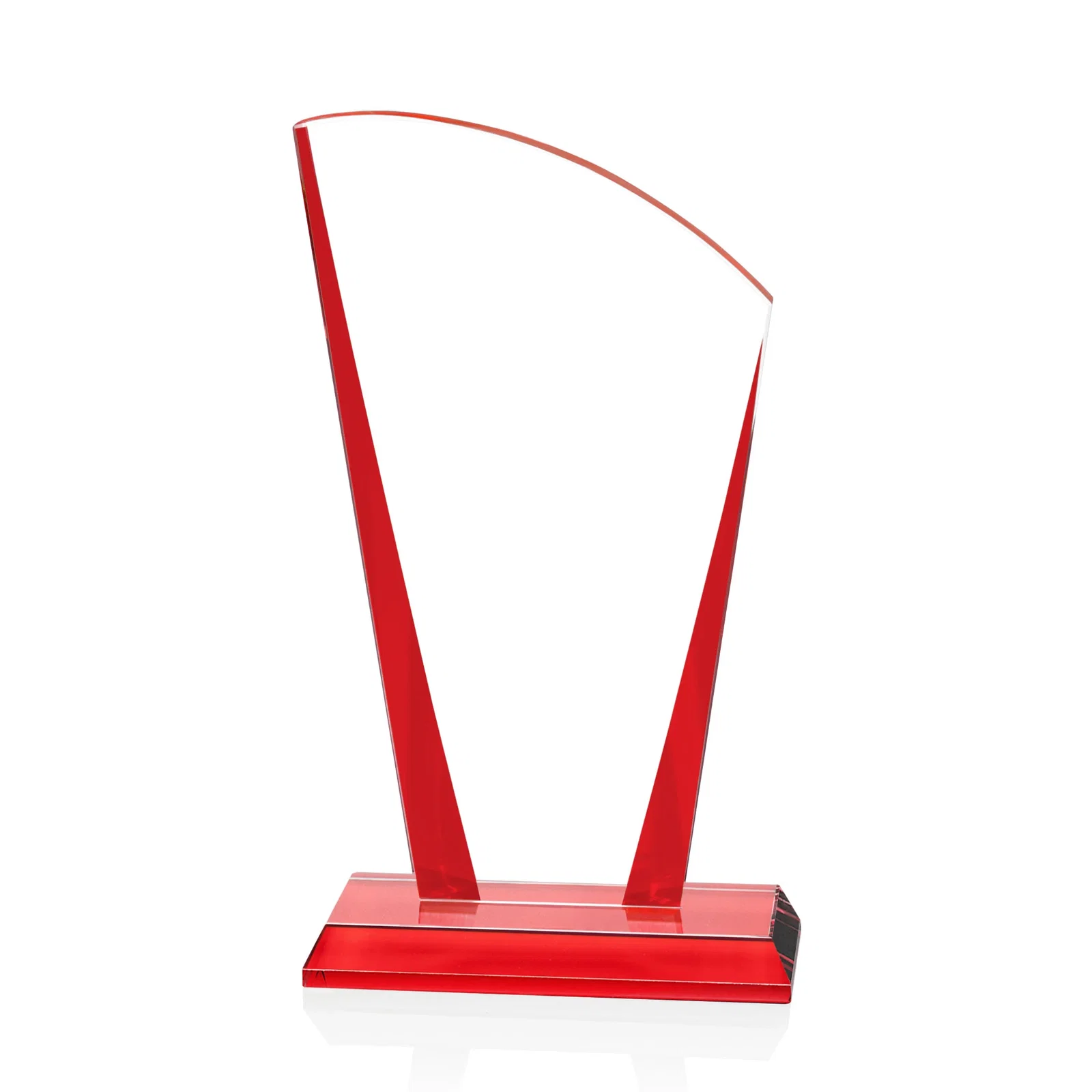 Branded Starfire Crystal Award with Left-Peak Curved Top and Color Edges, awards for donor appreciation