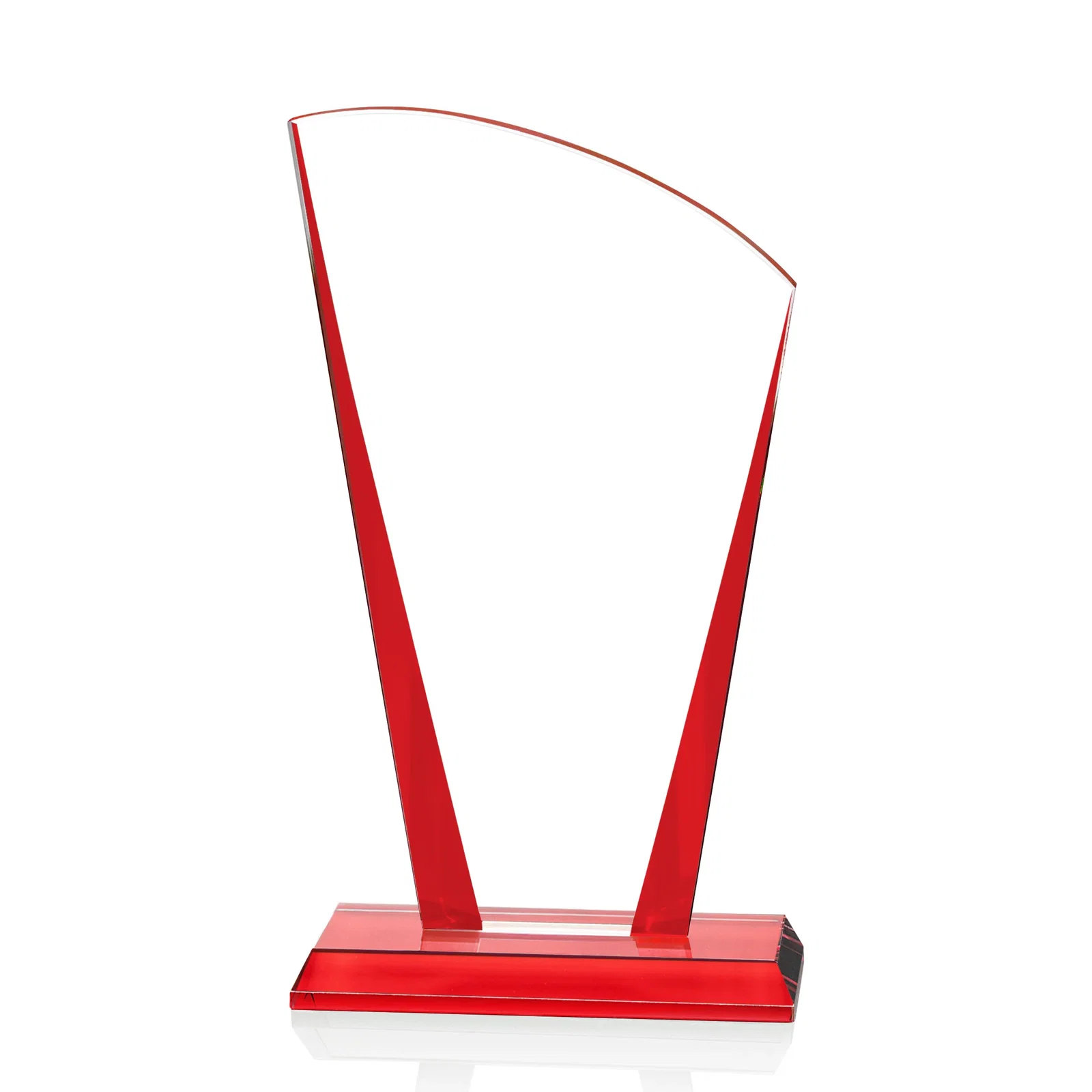 Branded Starfire Crystal Award with Left-Peak Curved Top and Color Edges, awards for graduation ceremonies