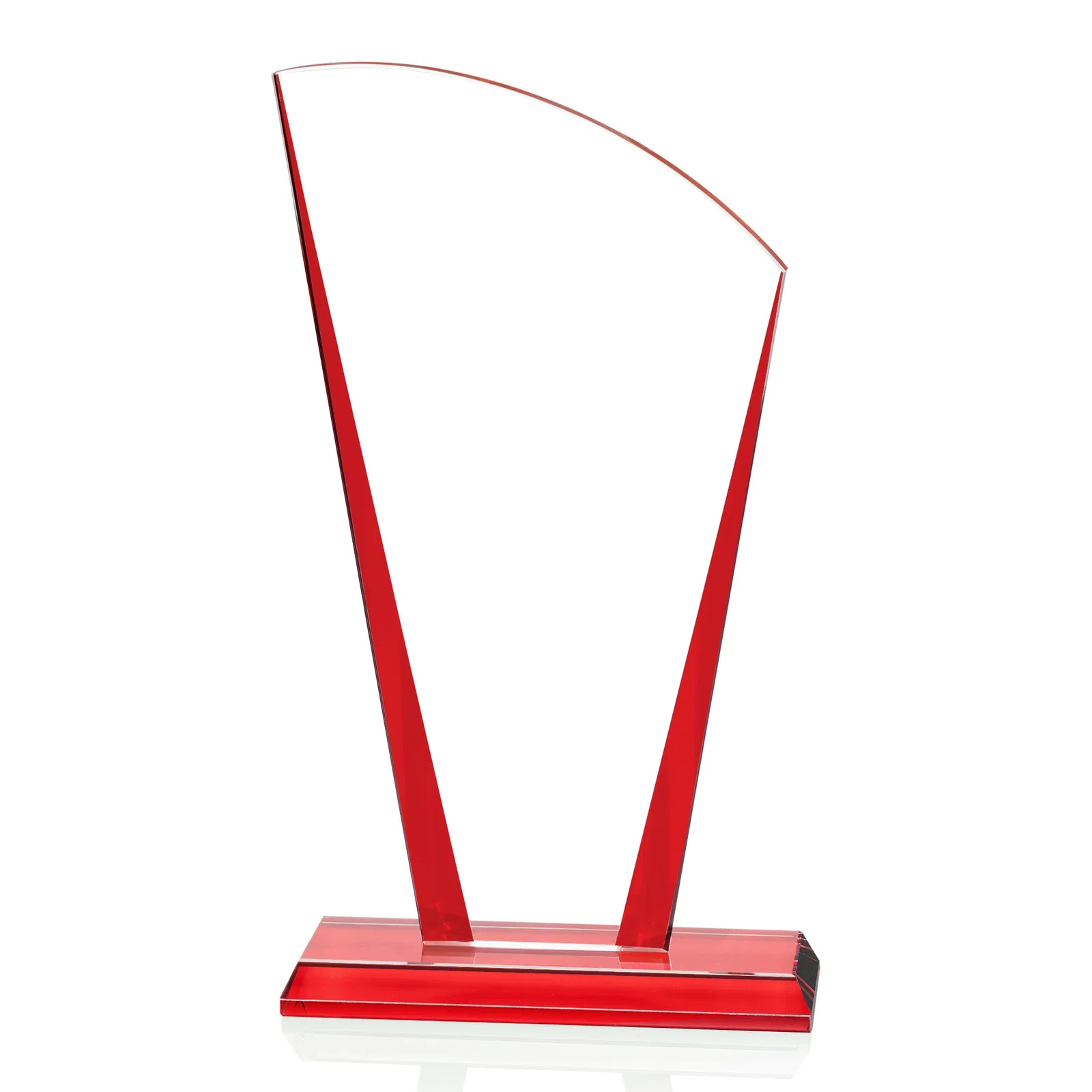 Branded Starfire Crystal Award with Left-Peak Curved Top and Color Edges, awards for safety achievement programs