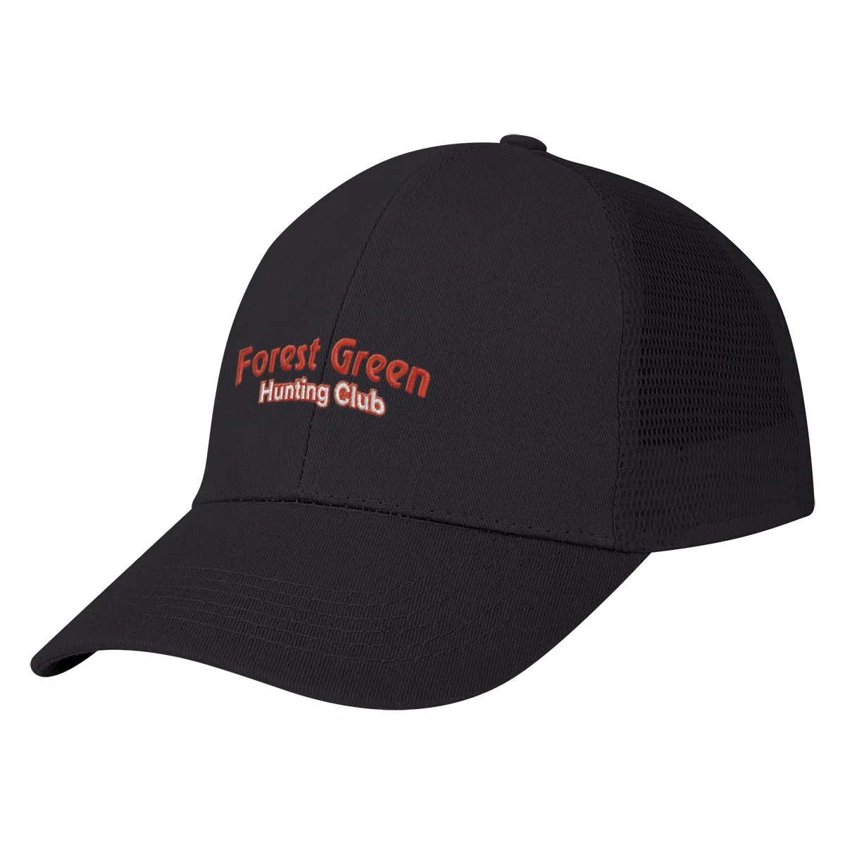 Black cap with a matching mesh back panel