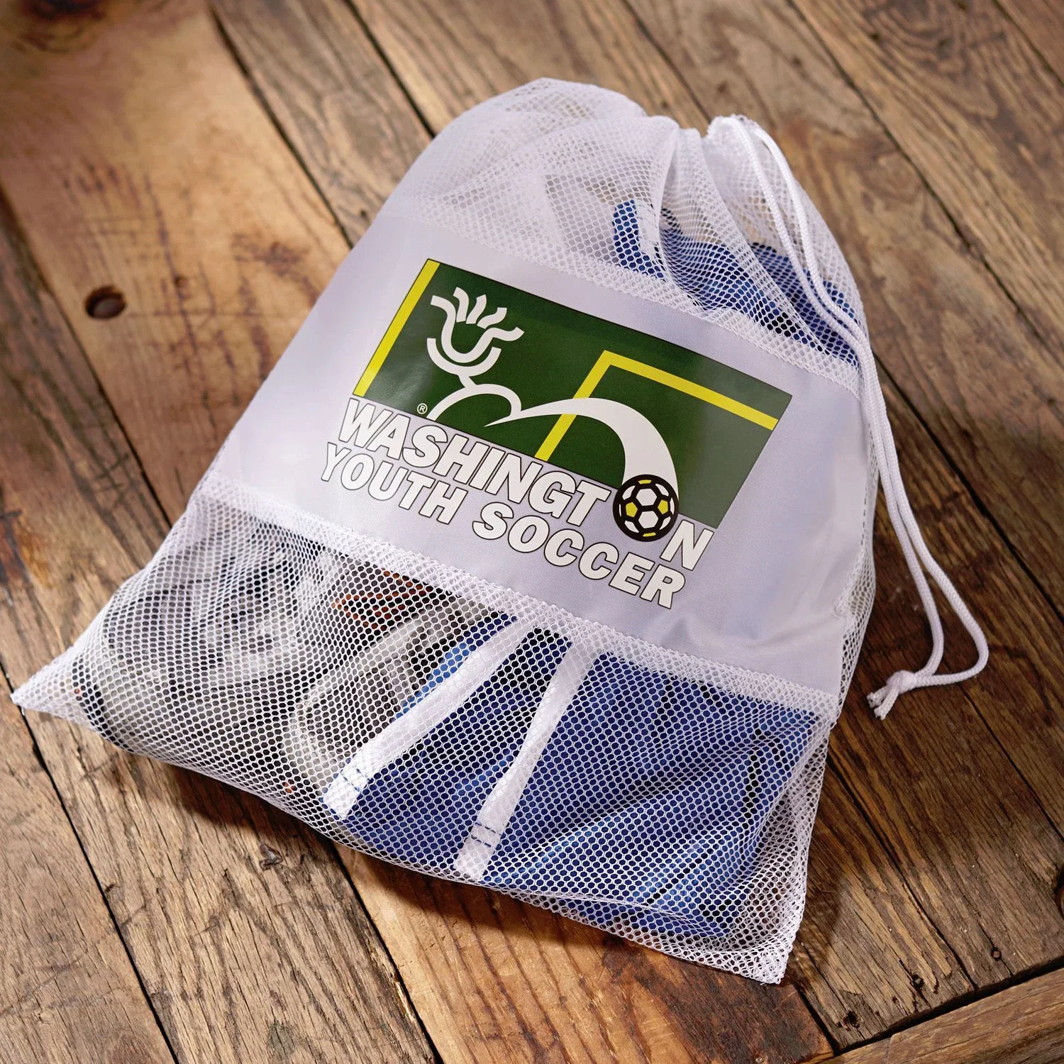 Mesh Drawstring Backpack — White — view 2