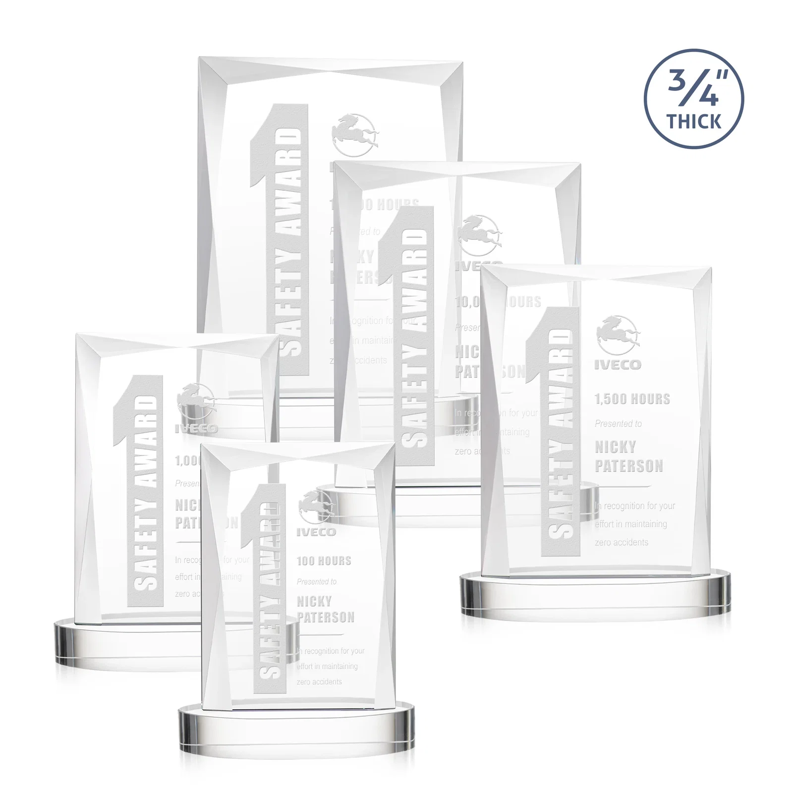Custom Starfire Crystal Award on an Alberton Base, awards for employee recognition