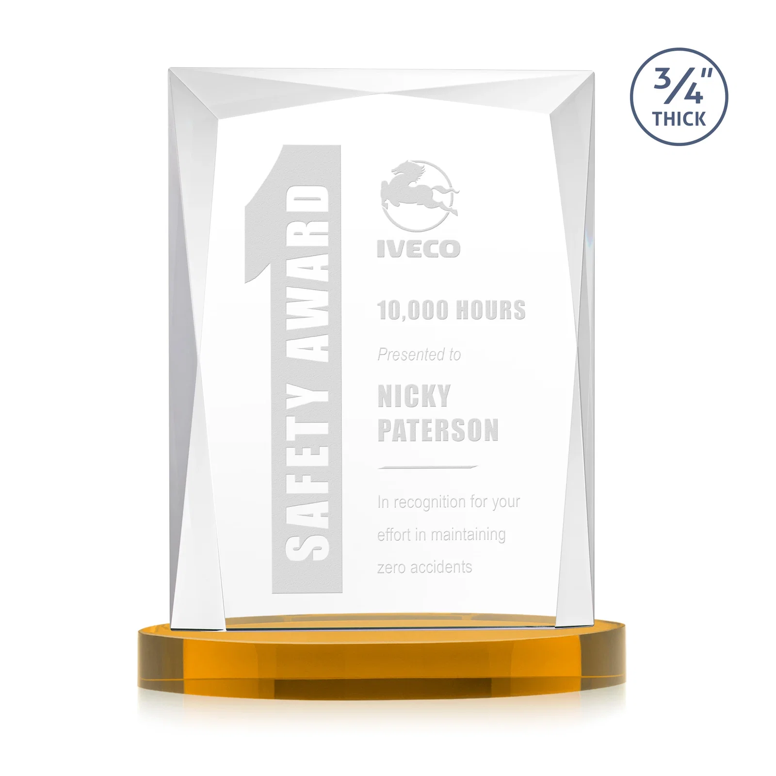 Custom Starfire Crystal Award on an Alberton Base, awards for dealer and partner awards