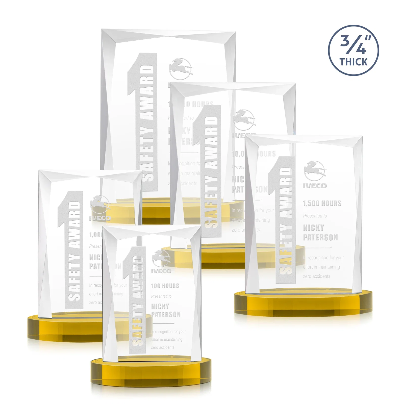 Personalized Starfire Crystal Award on an Alberton Base, awards for employee recognition
