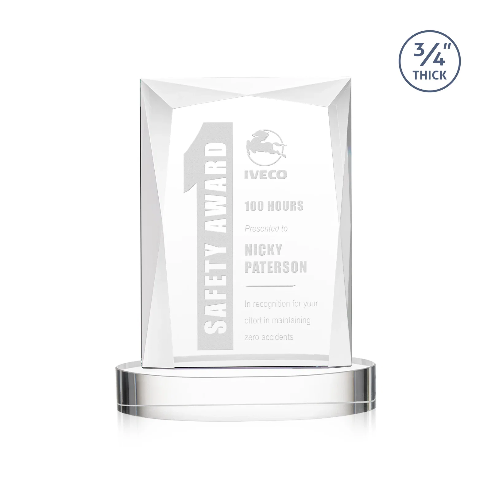 Custom Starfire Crystal Award on an Alberton Base, awards for corporate award ceremonies