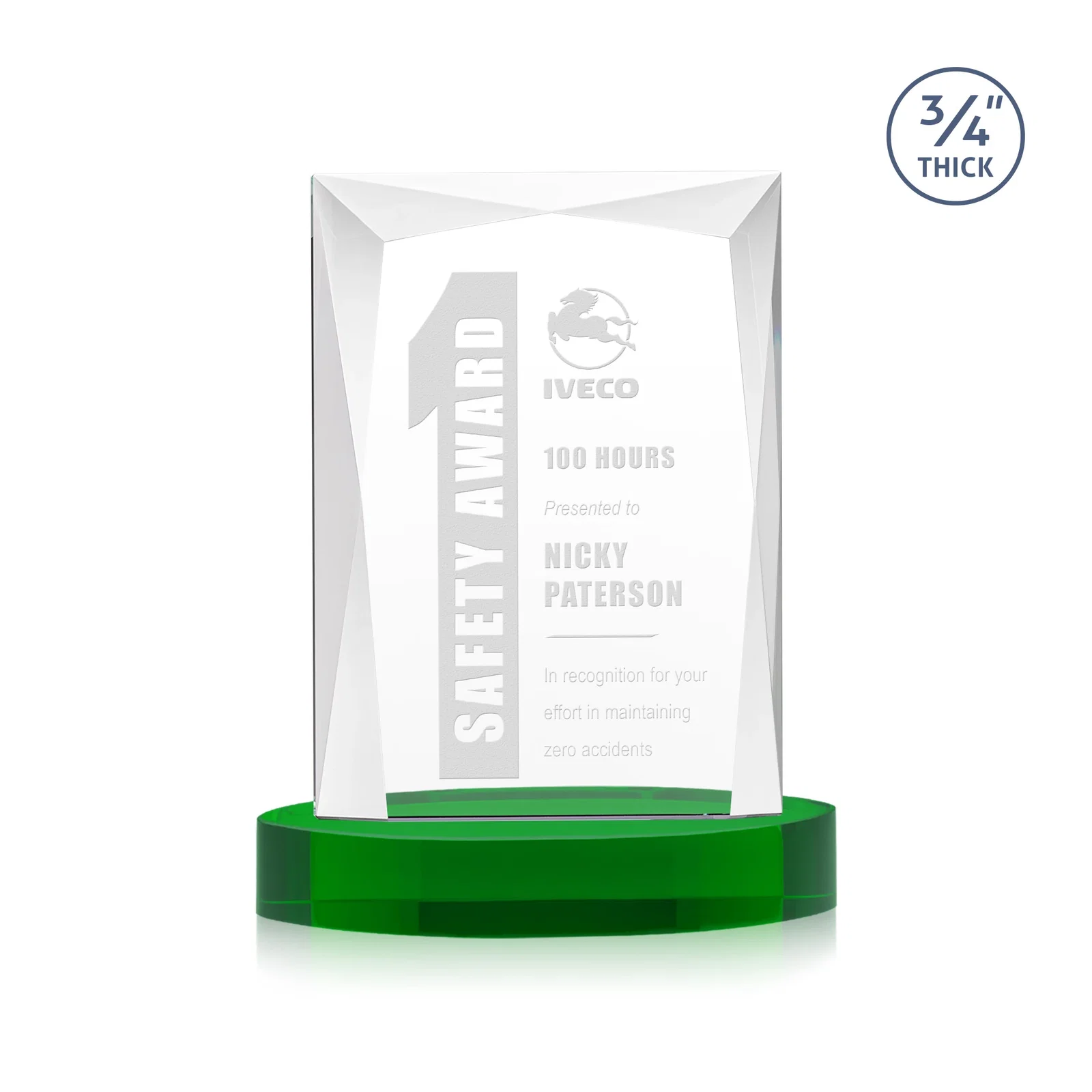 Personalized Starfire Crystal Award on an Alberton Base, awards for graduation ceremonies