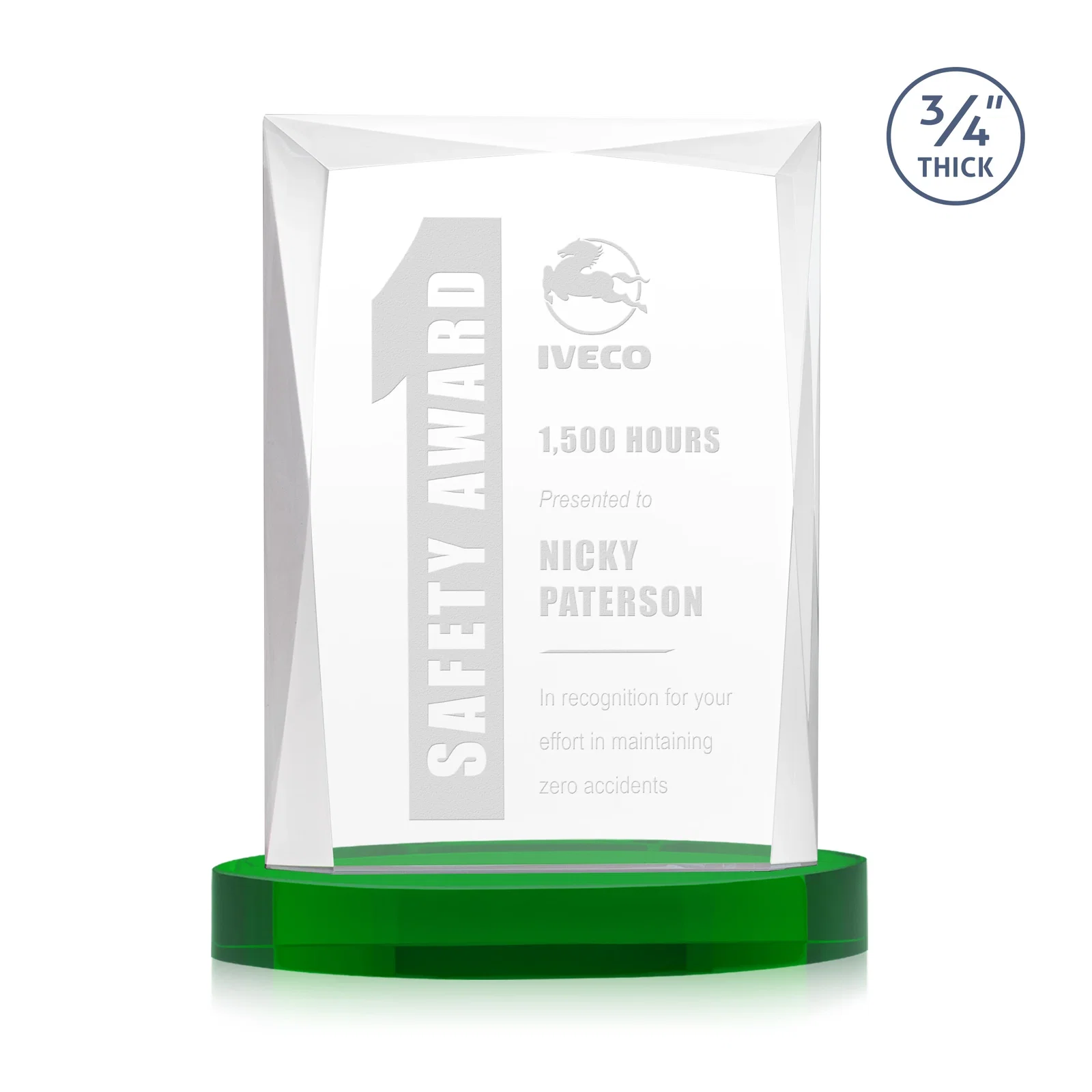 Personalized Starfire Crystal Award on an Alberton Base, awards for volunteer appreciation