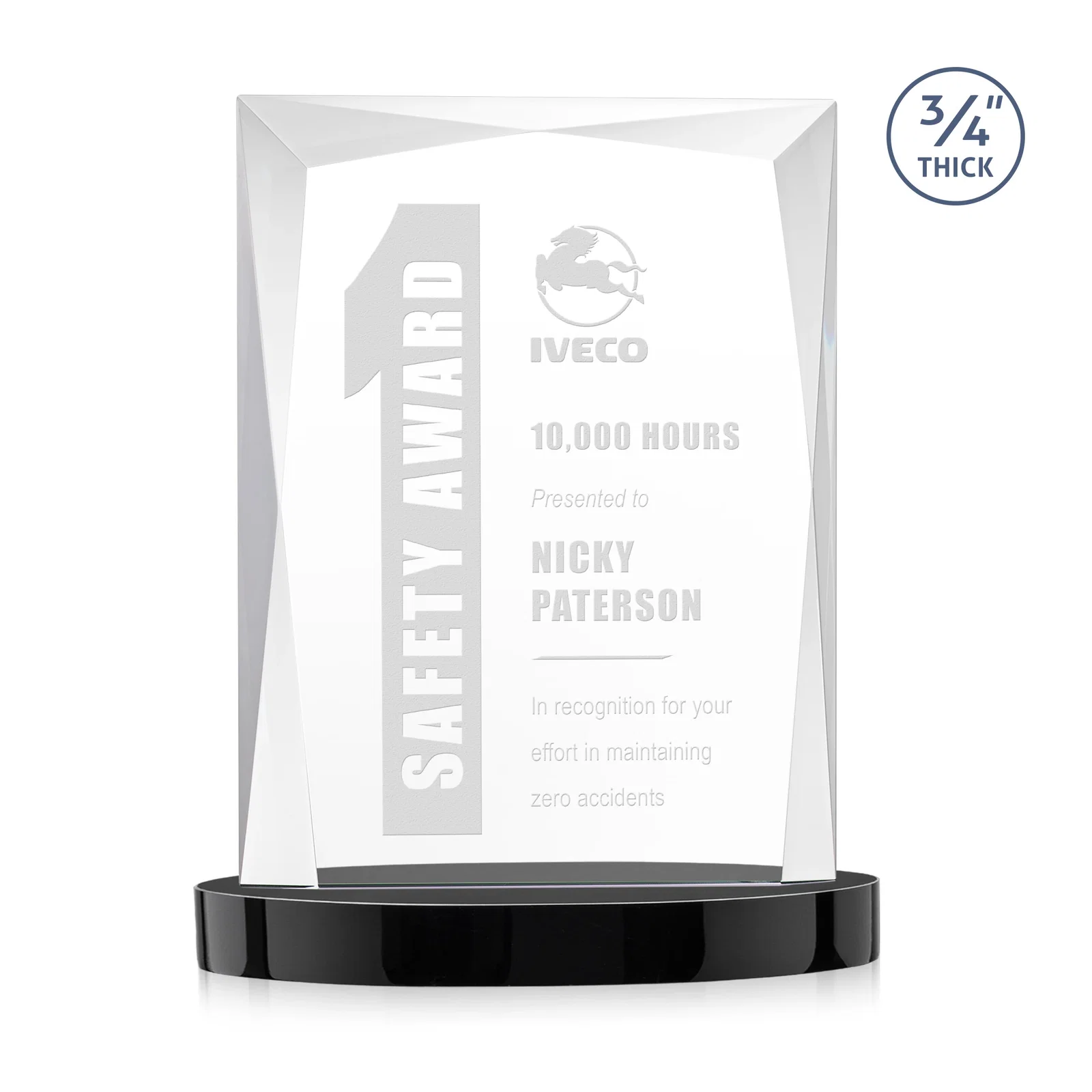 Promotional Starfire Crystal Award on an Alberton Base, awards for retirement presentations