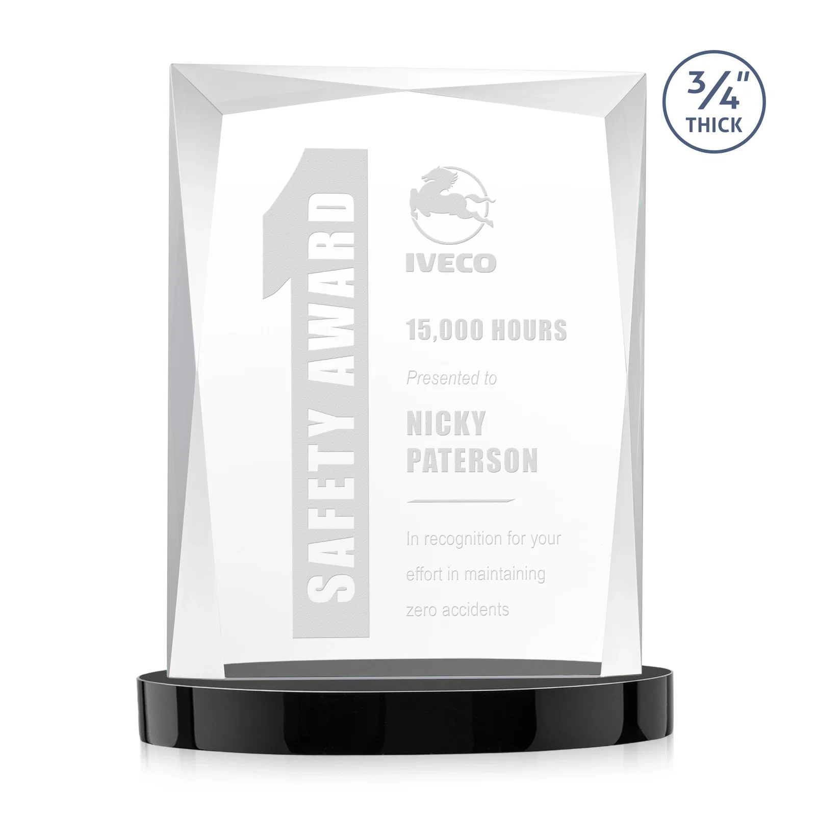Promotional Starfire Crystal Award on an Alberton Base, awards for team milestone celebrations