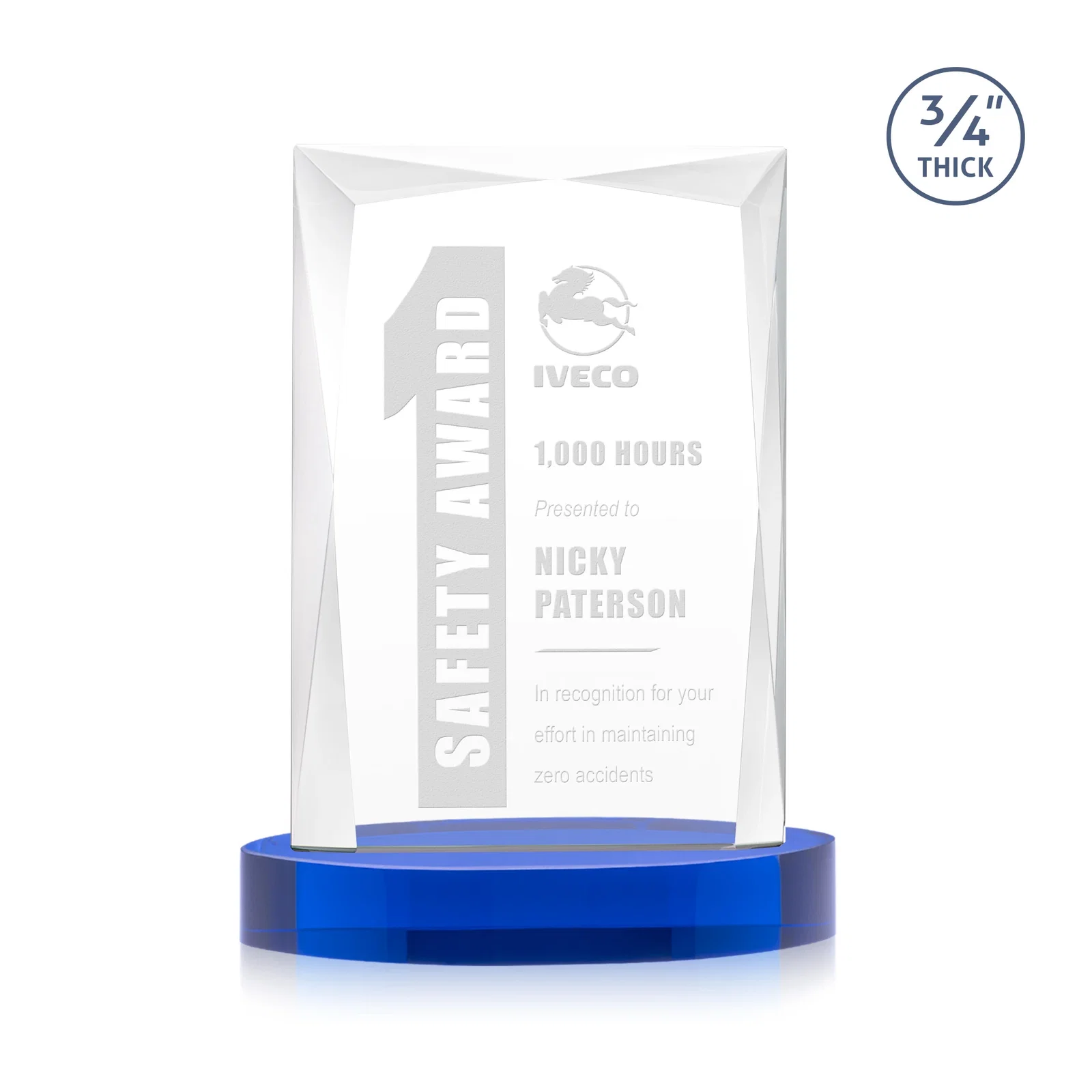Promotional Starfire Crystal Award on an Alberton Base, awards for safety achievement programs