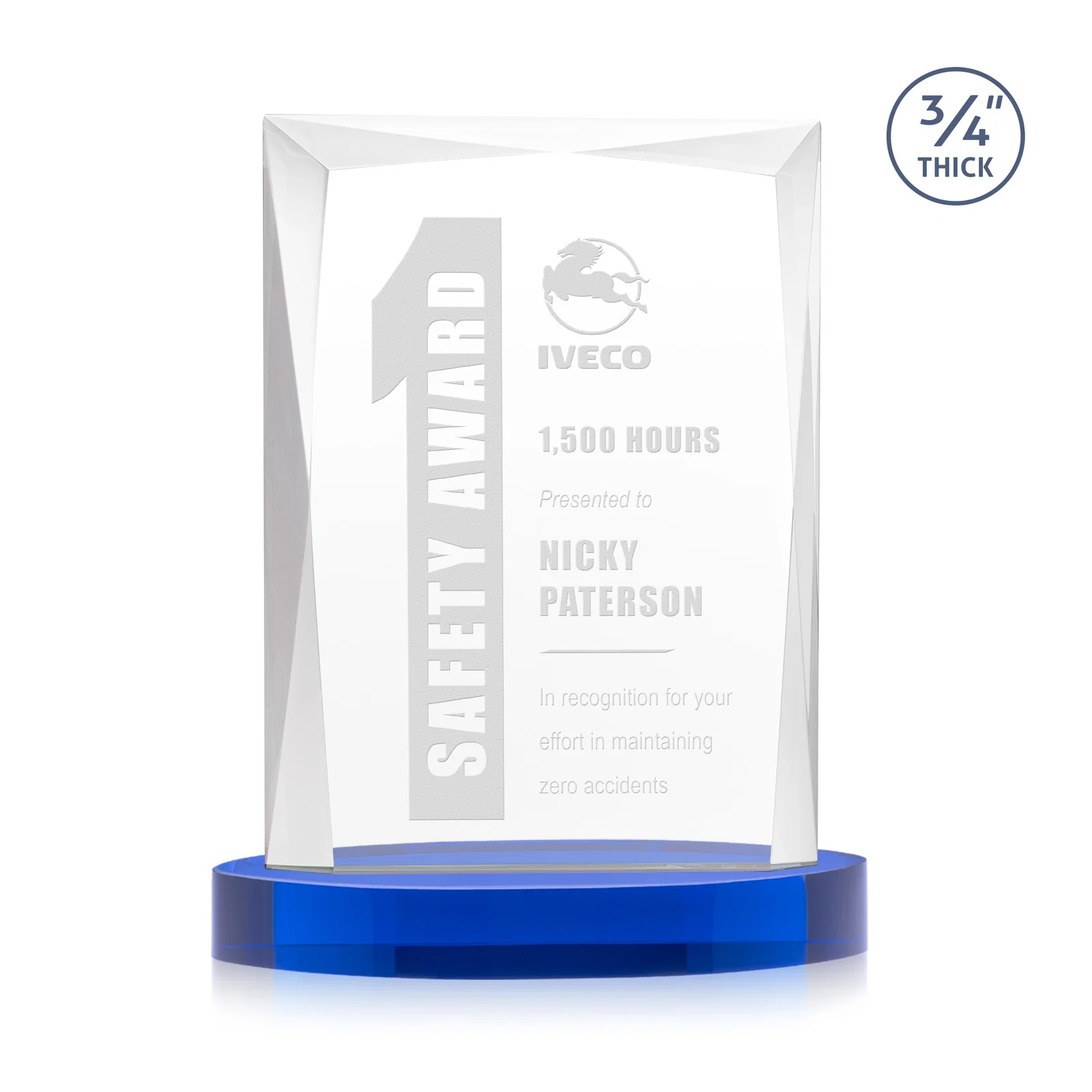 Promotional Starfire Crystal Award on an Alberton Base, awards for volunteer appreciation