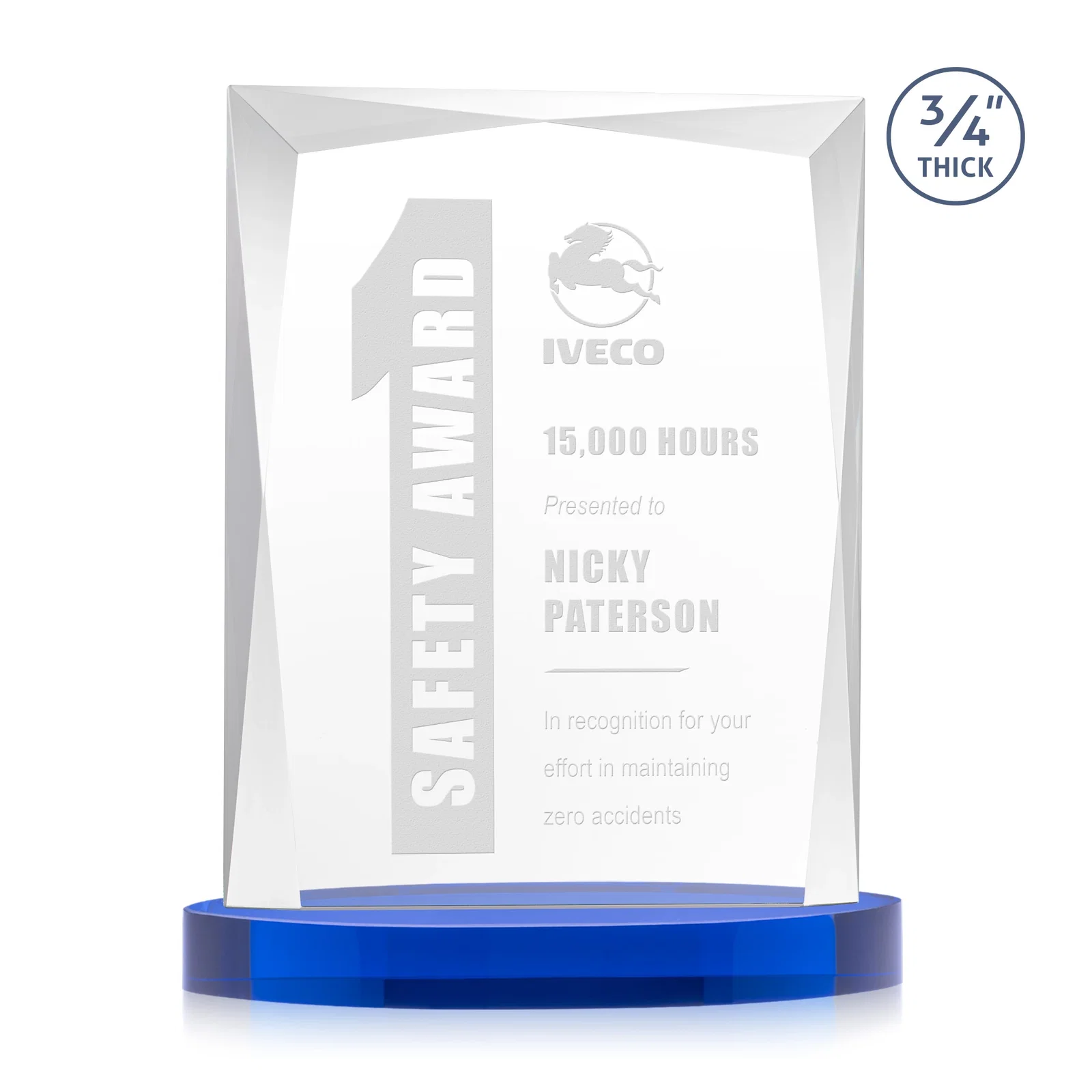 Promotional Starfire Crystal Award on an Alberton Base, awards for company anniversary events