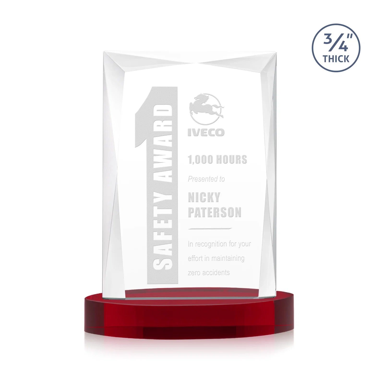 Branded Starfire Crystal Award on an Alberton Base, awards for service anniversary gifts