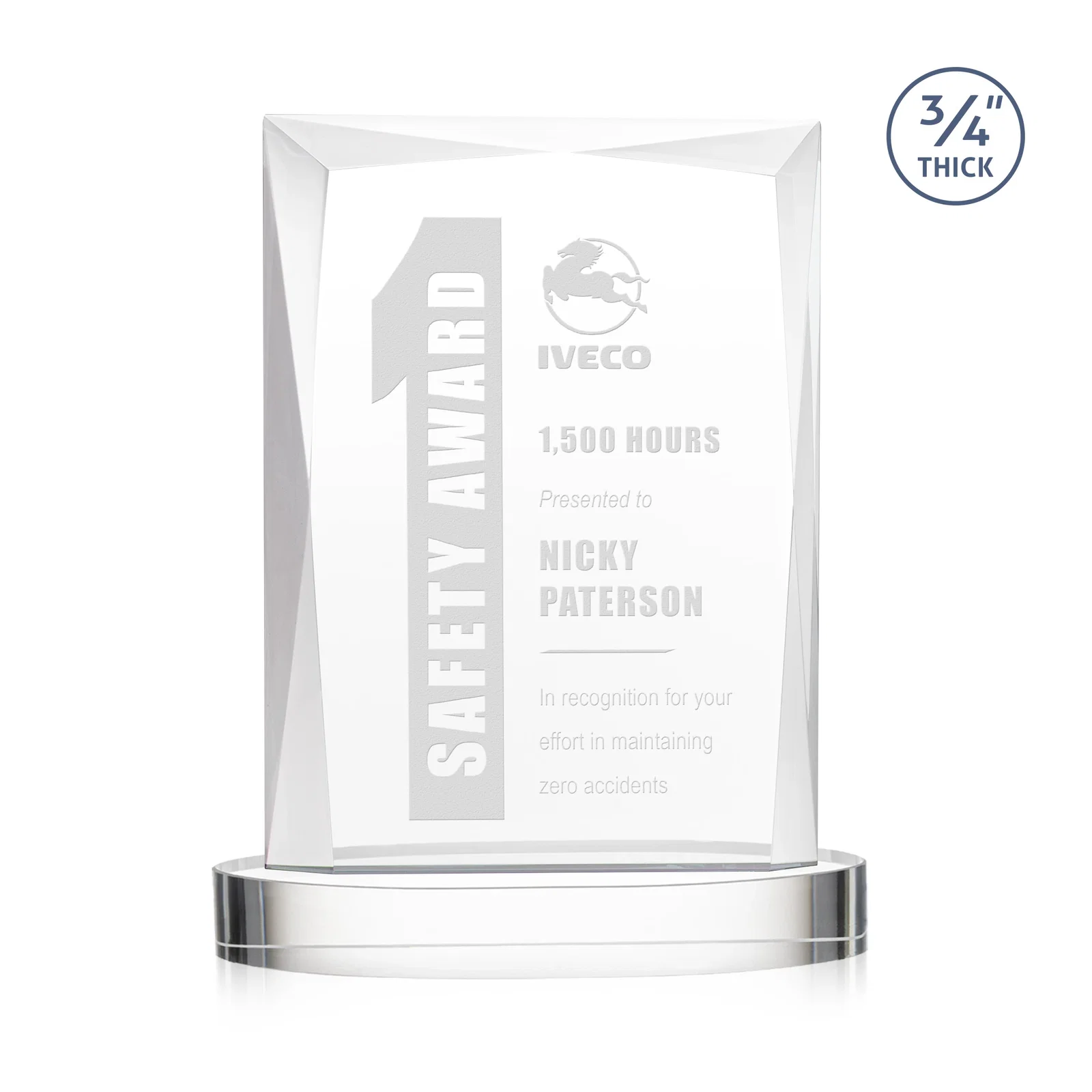 Custom Starfire Crystal Award on an Alberton Base, awards for sales achievement awards