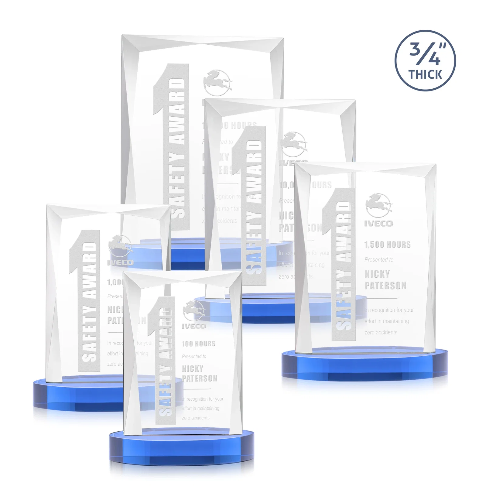 Branded Starfire Crystal Award on an Alberton Base, awards for team milestone celebrations