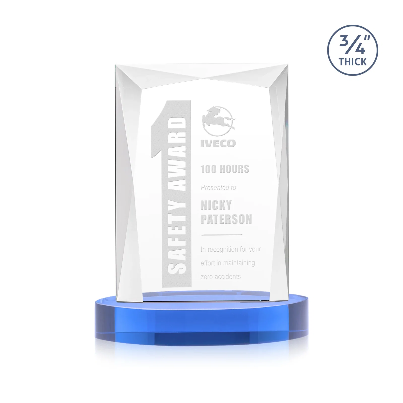 Branded Starfire Crystal Award on an Alberton Base, awards for donor appreciation