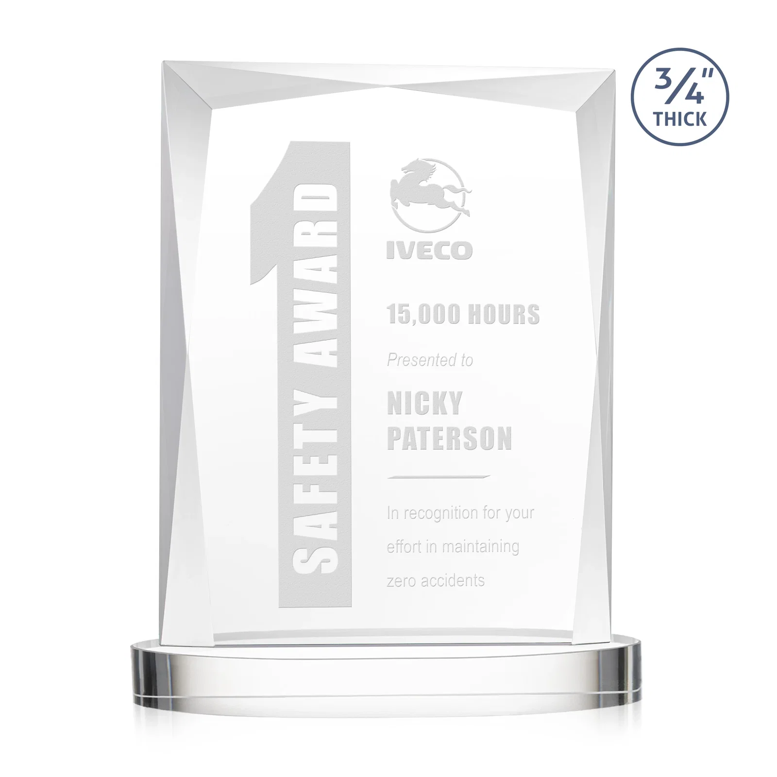 Custom Starfire Crystal Award on an Alberton Base, awards for team milestone celebrations
