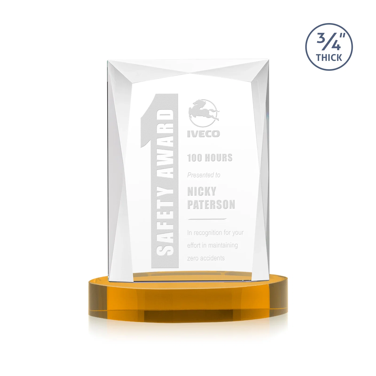 Custom Starfire Crystal Award on an Alberton Base, awards for graduation ceremonies