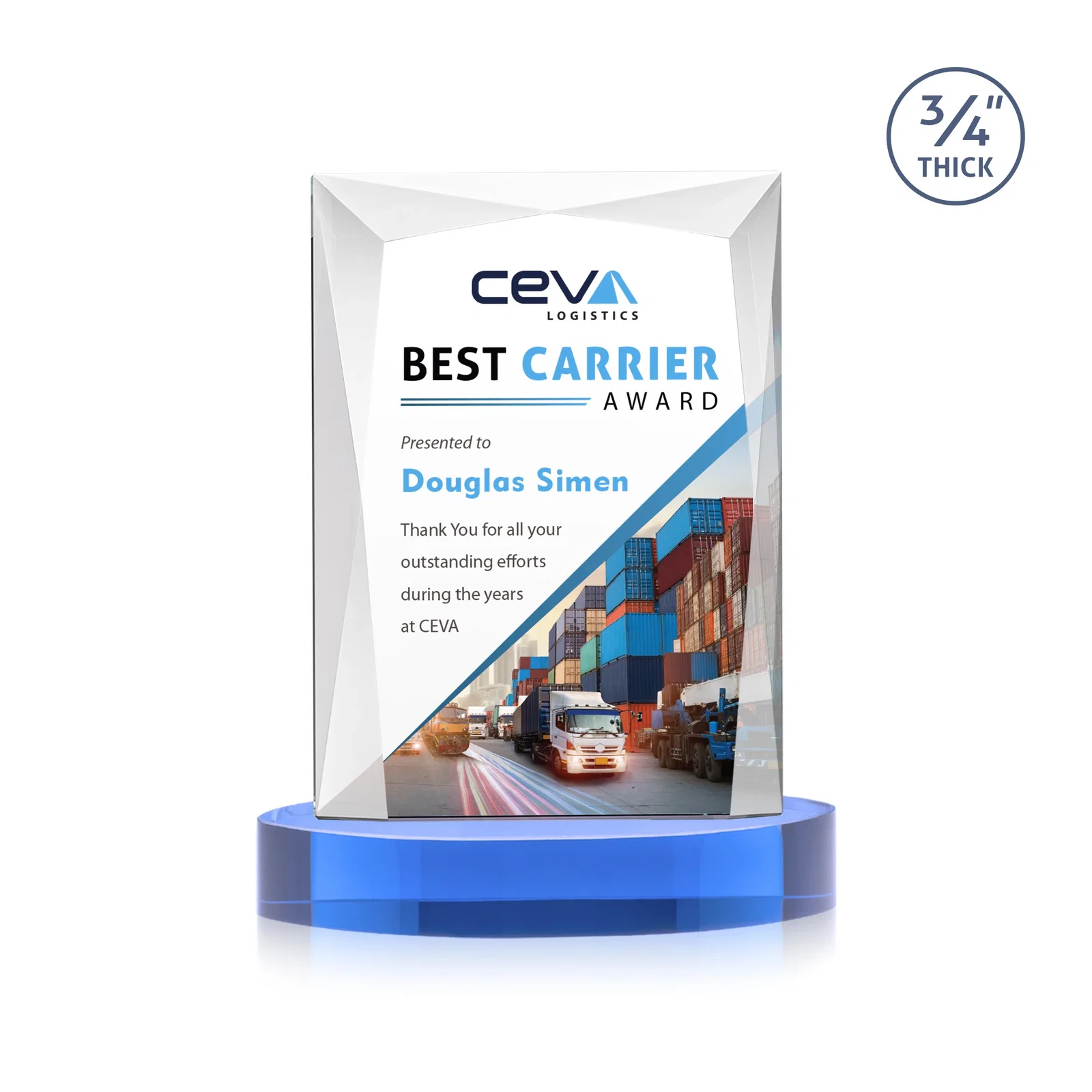 Custom Starfire Crystal Award on an Alberton Base, awards, with your logo for dealer and partner awards