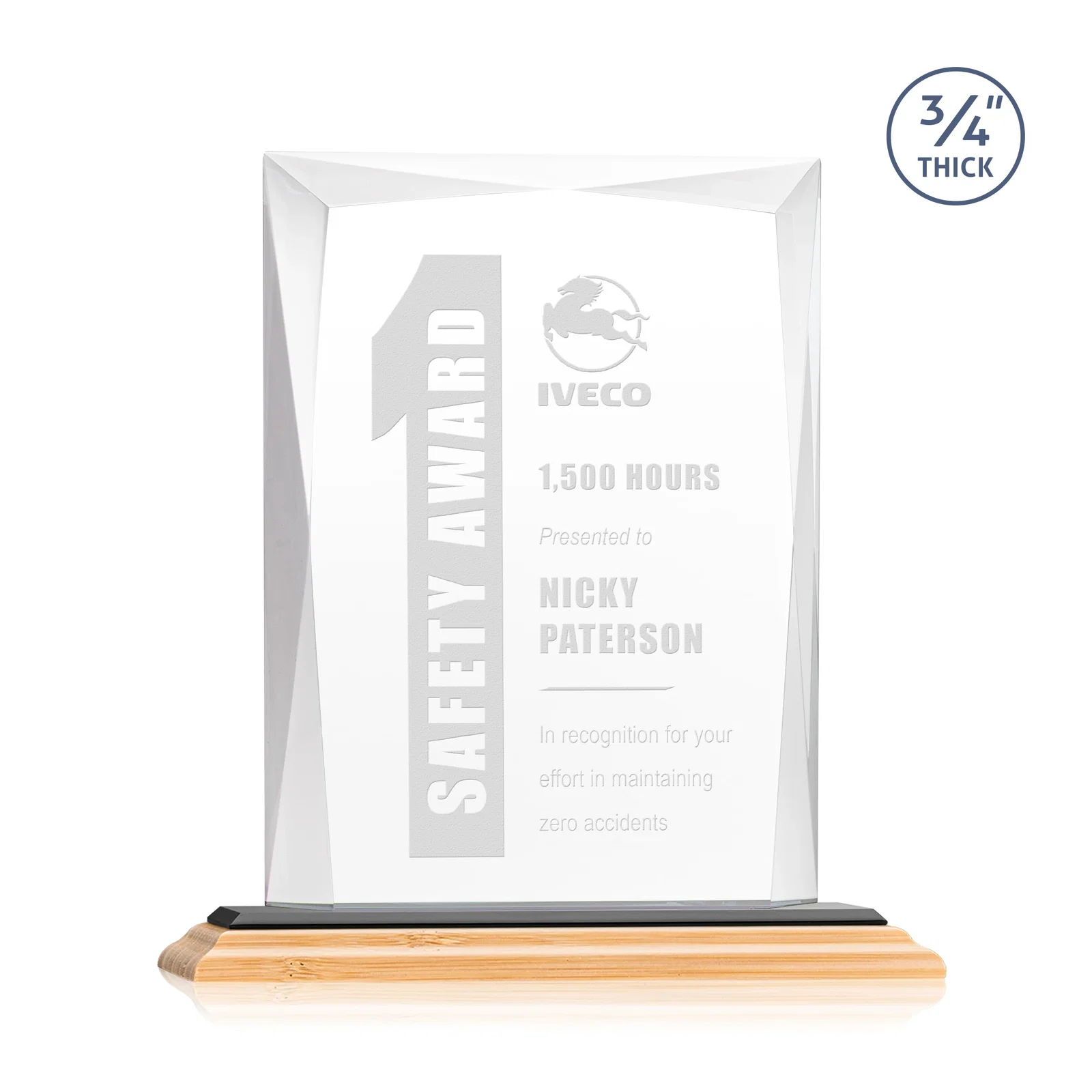 Promotional Starfire Crystal Award With Bevels Wrapping Fully Around the Edge, with your logo for graduation ceremonies